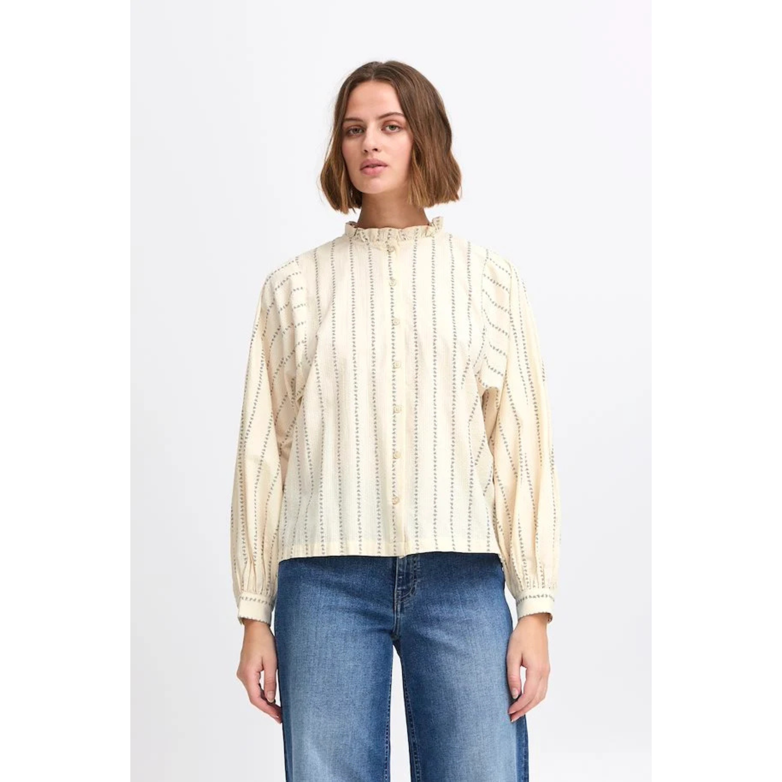 ICHI Sima Blouse — Bow Stripe - Public Mercantile