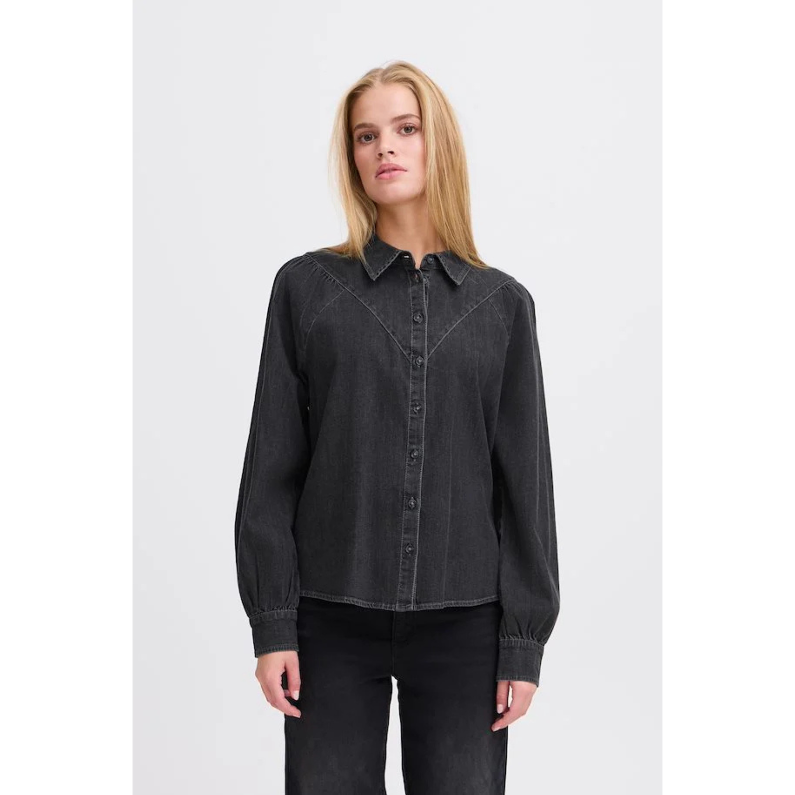 ICHI Tullamore Shirt — Washed Black - Public Mercantile