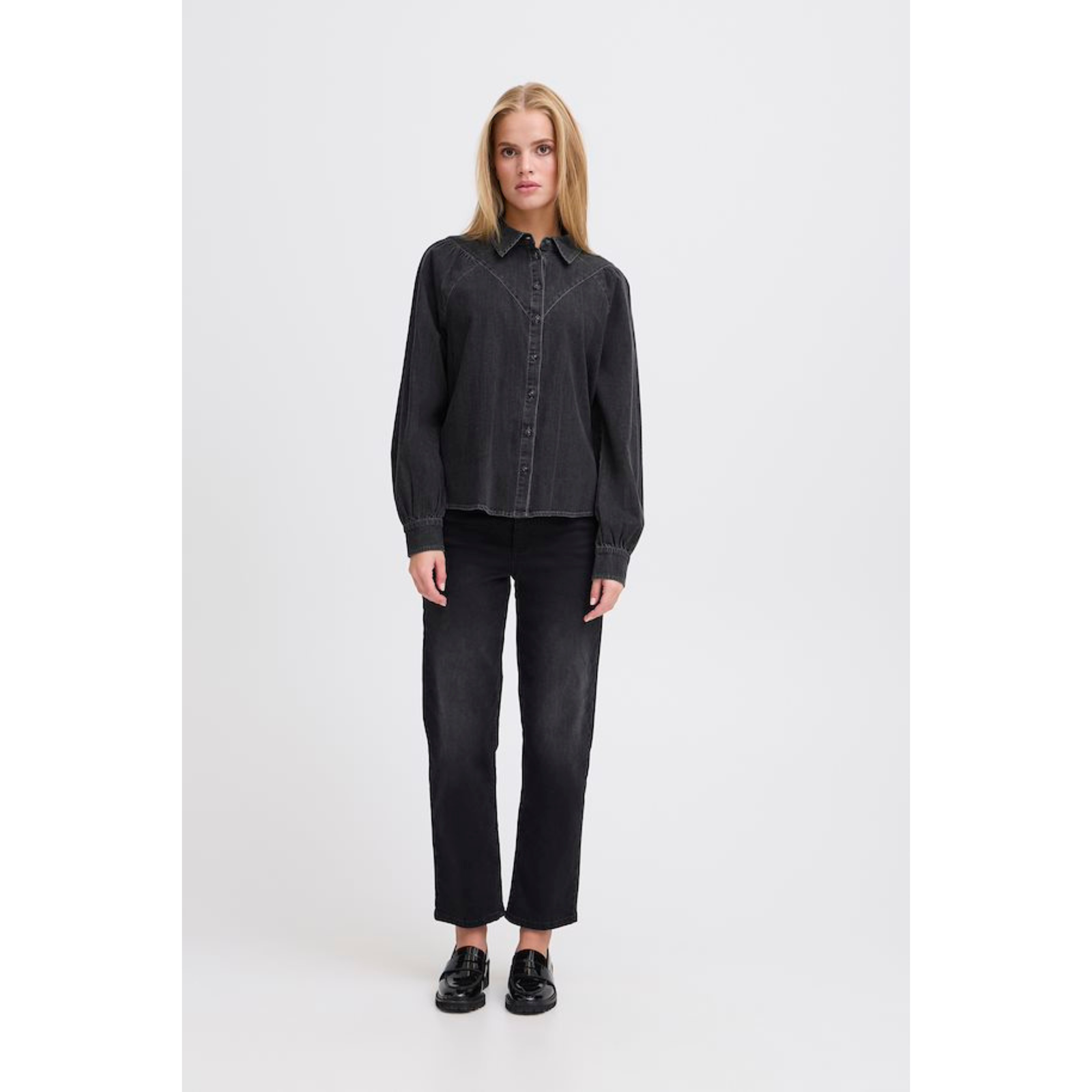 ICHI Tullamore Shirt — Washed Black - Public Mercantile