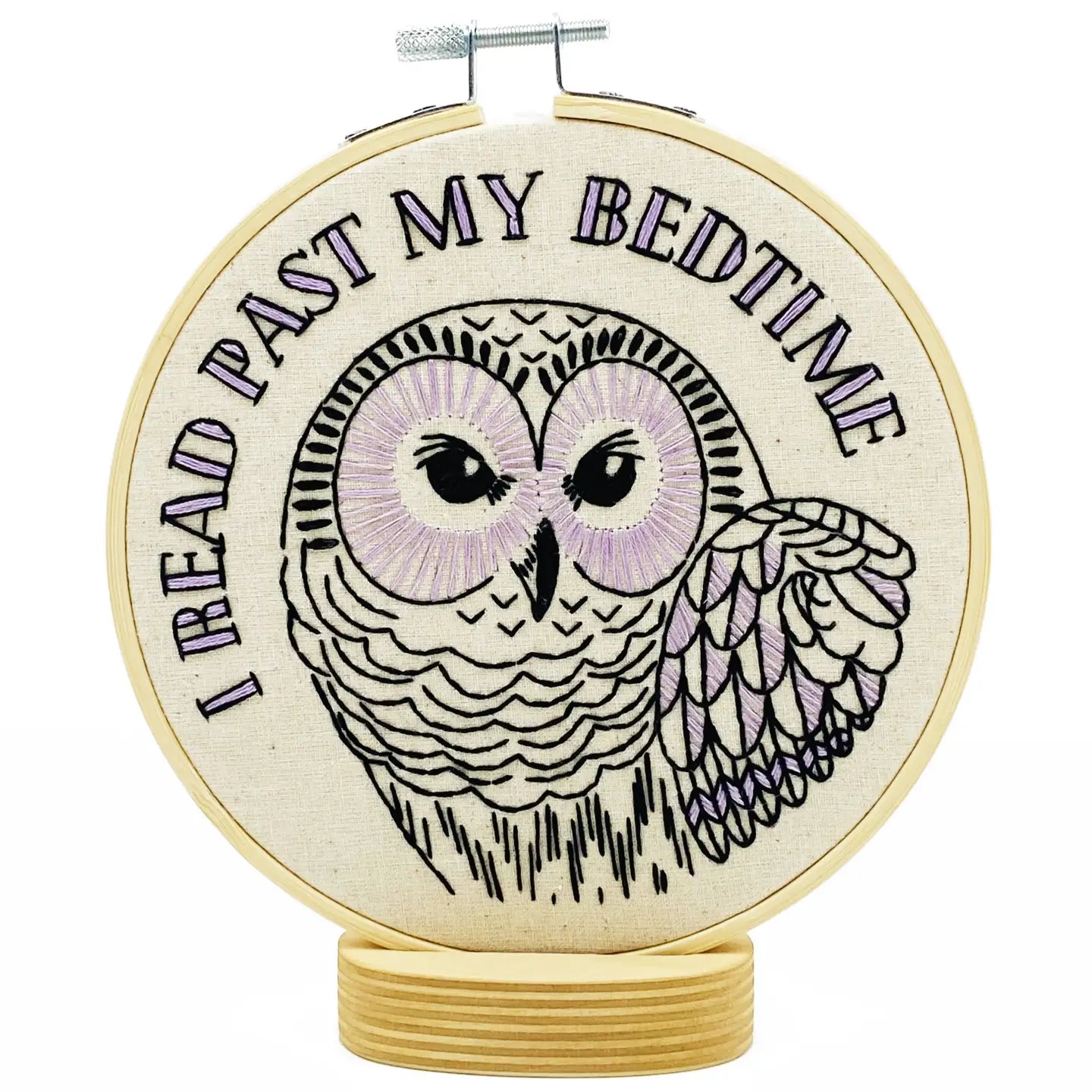 I Read Past My Bedtime Owl Complete Embroidery Kit - Public Mercantile