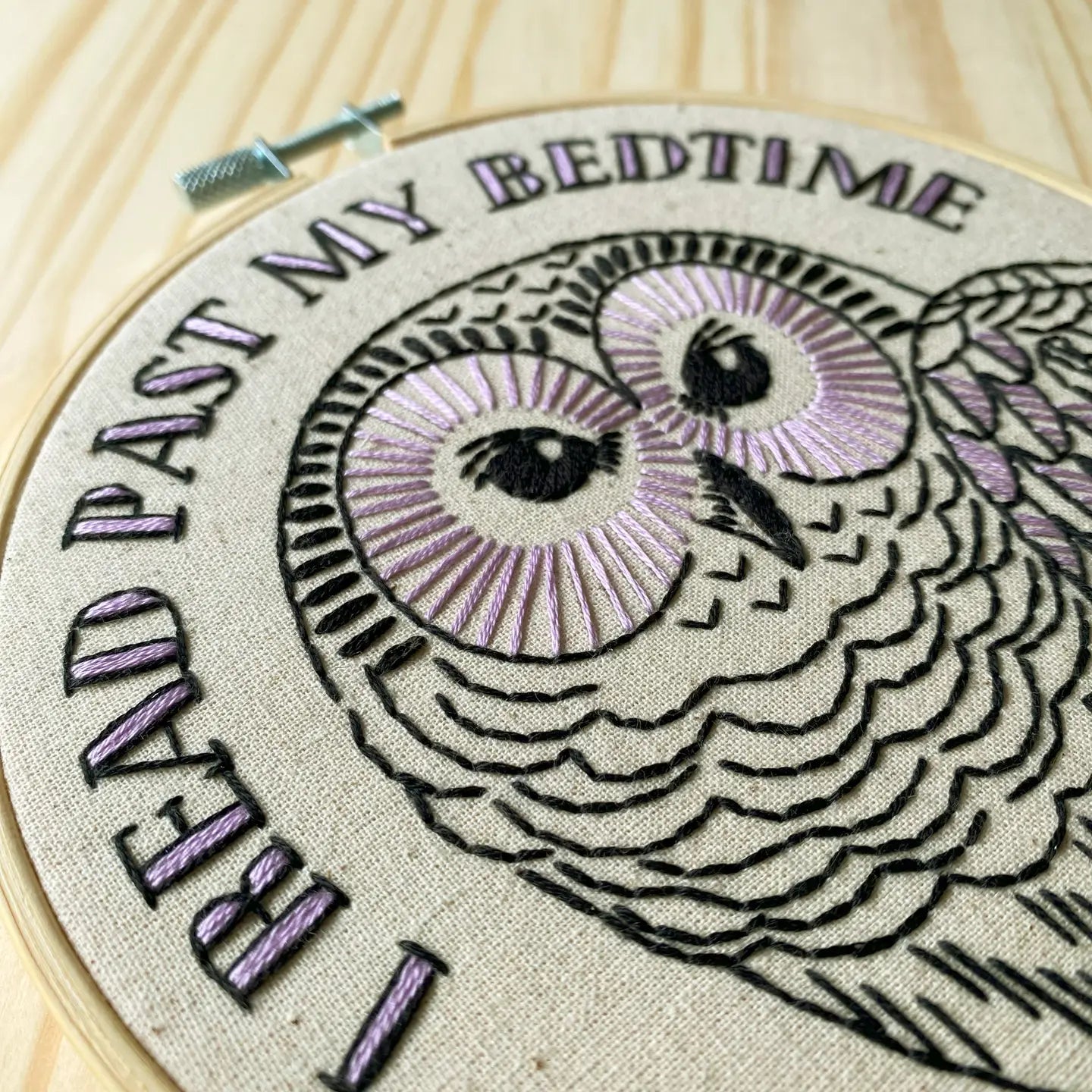 I Read Past My Bedtime Owl Complete Embroidery Kit - Public Mercantile