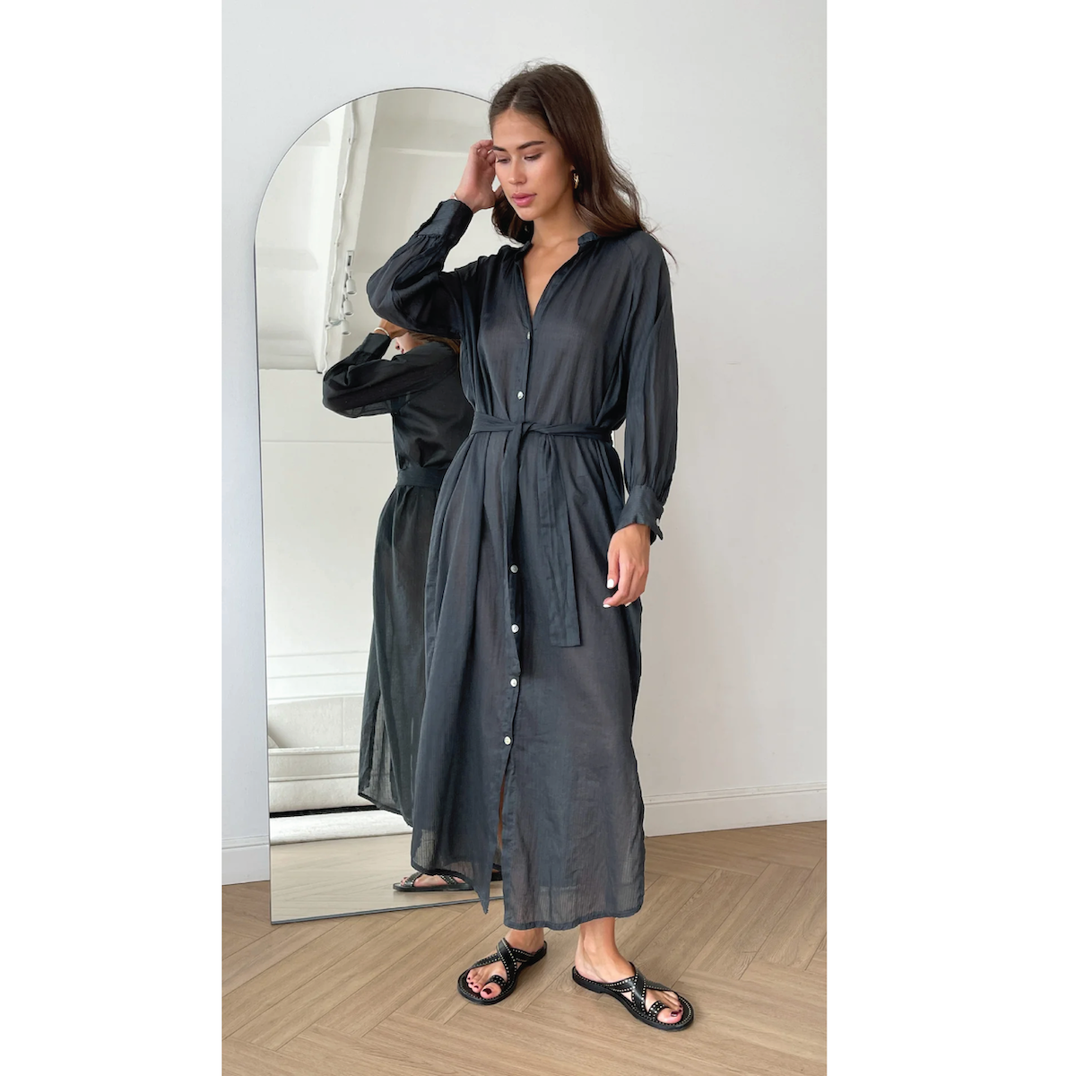 Jade Shirt Dress — Midnight - Public Mercantile