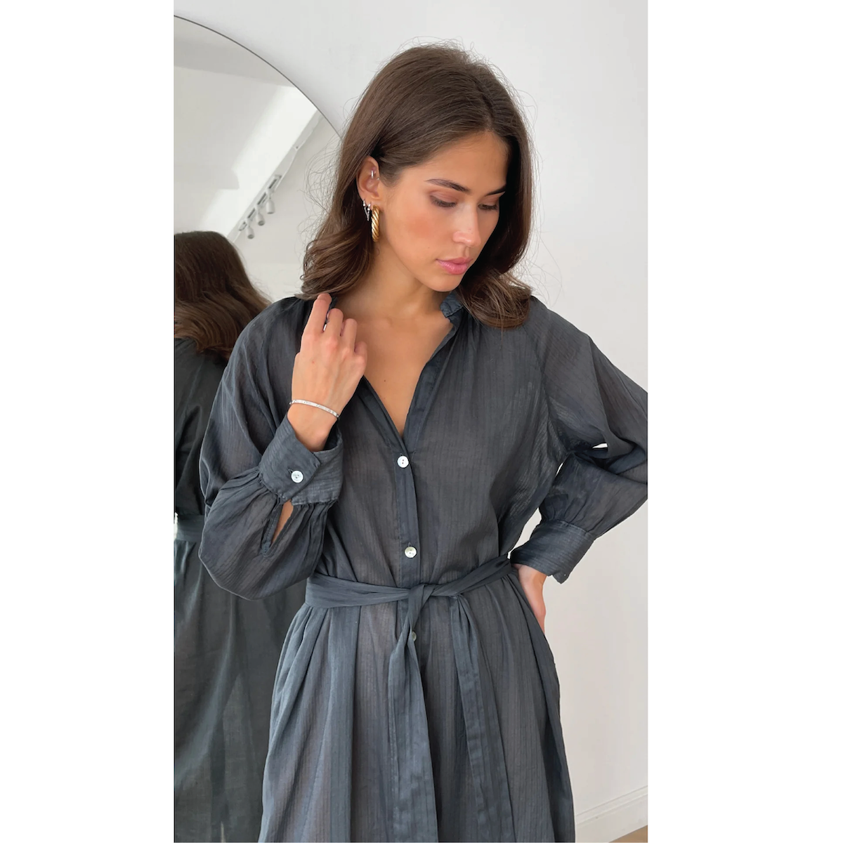 Jade Shirt Dress — Midnight - Public Mercantile