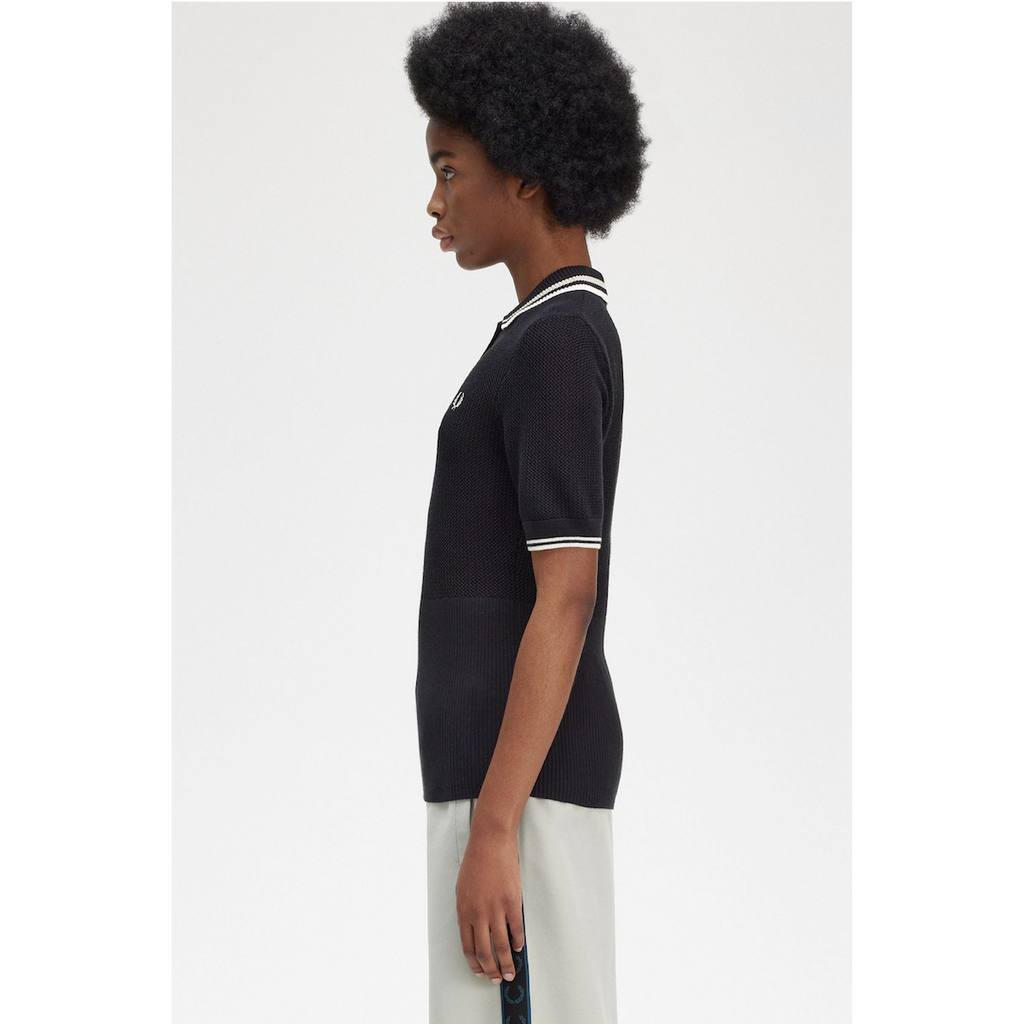 Fred Perry Open-Knitted Shirt - Black