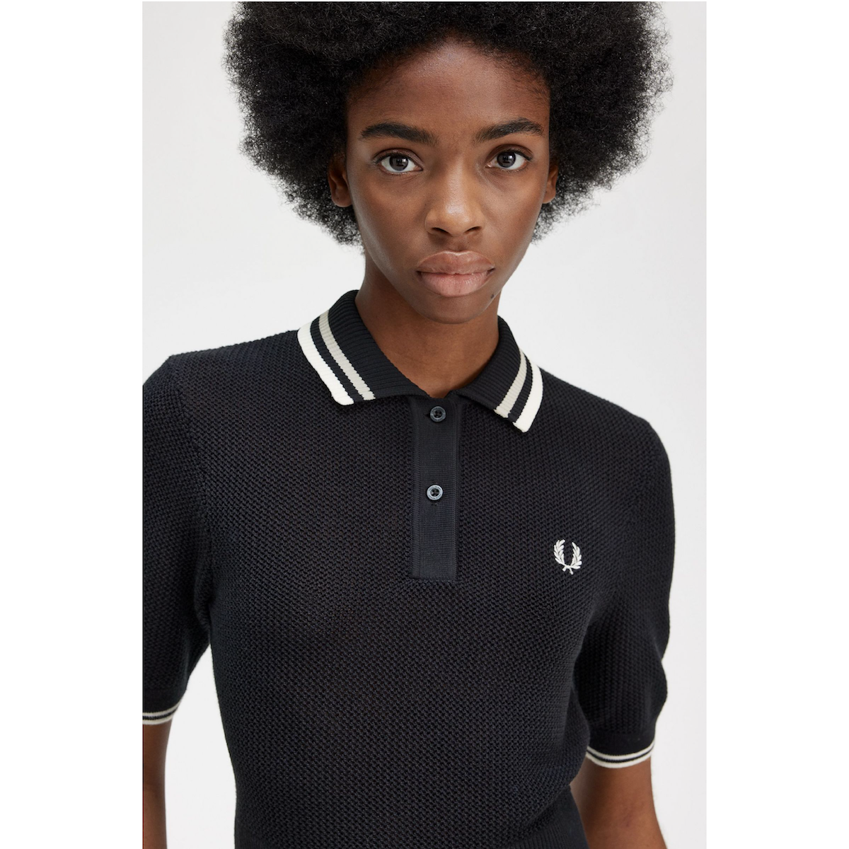Fred Perry Open-Knitted Shirt - Black