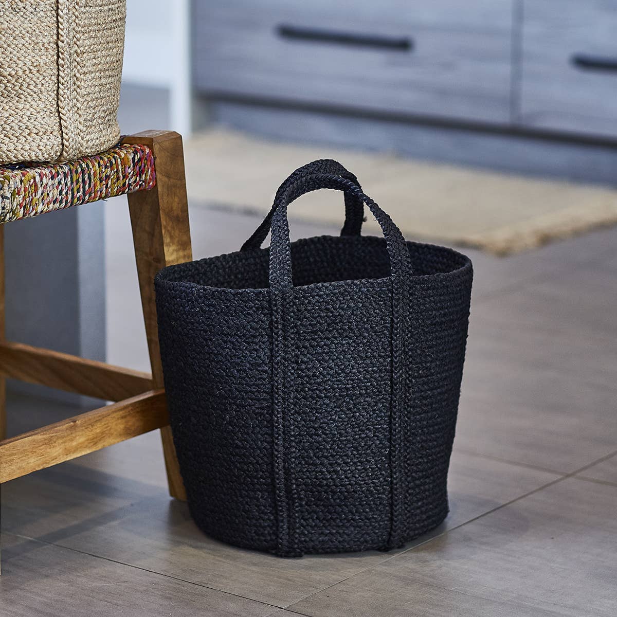 Kata Basket With Handle - Black - Public Mercantile