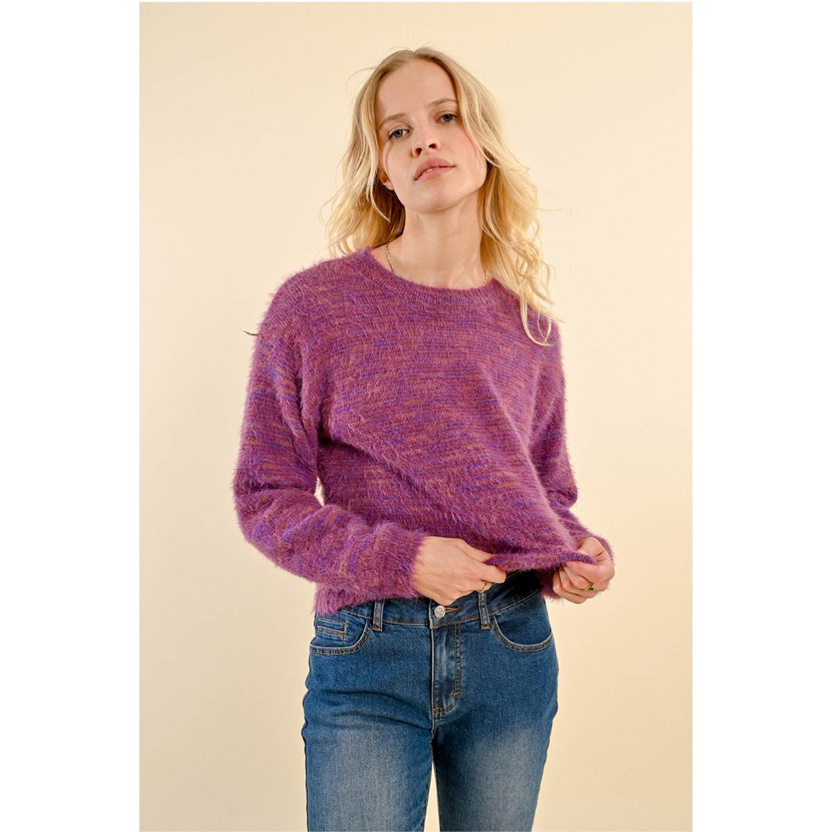 Brushed Knit Sweater — Purple Bougainvillea