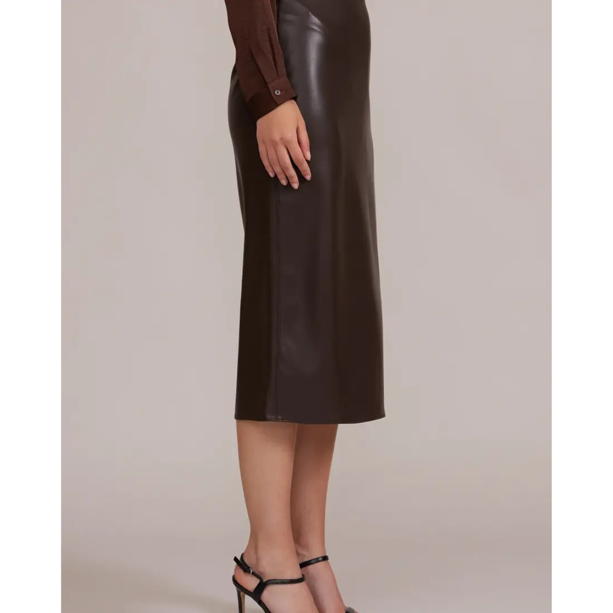 Lucy Paris Ello Faux Leather Skirt — Brown