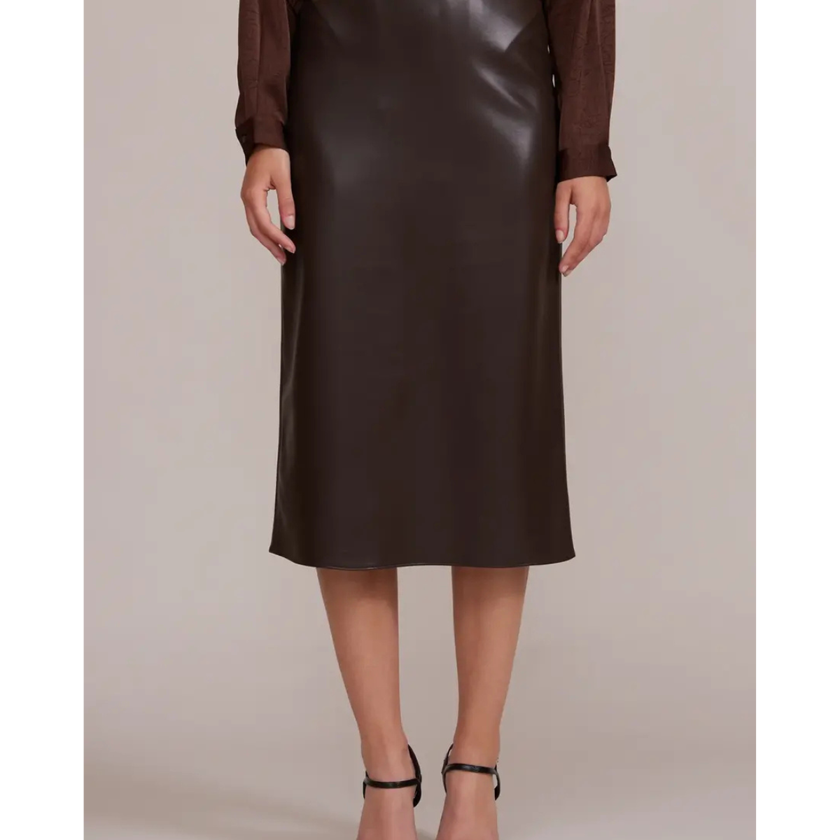 Lucy Paris Ello Faux Leather Skirt — Brown