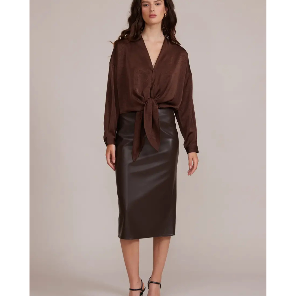 Lucy Paris Ello Faux Leather Skirt — Brown