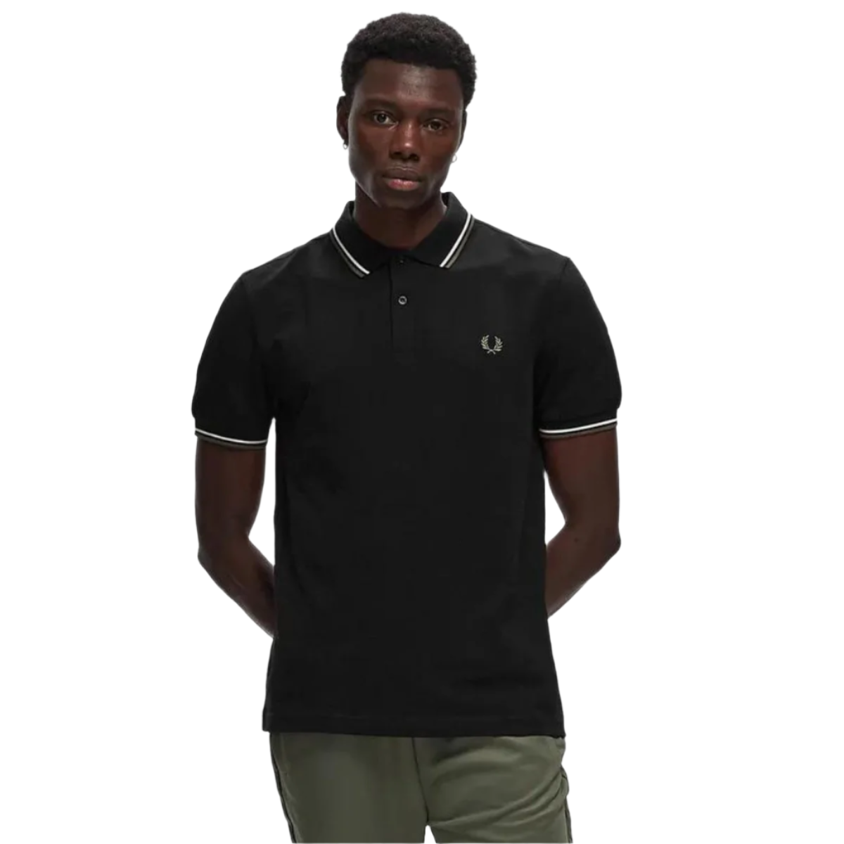 Fred Perry Twin Tipped Polo Shirt - Black/Ecru/Laurel Wreath Green - Public Mercantile