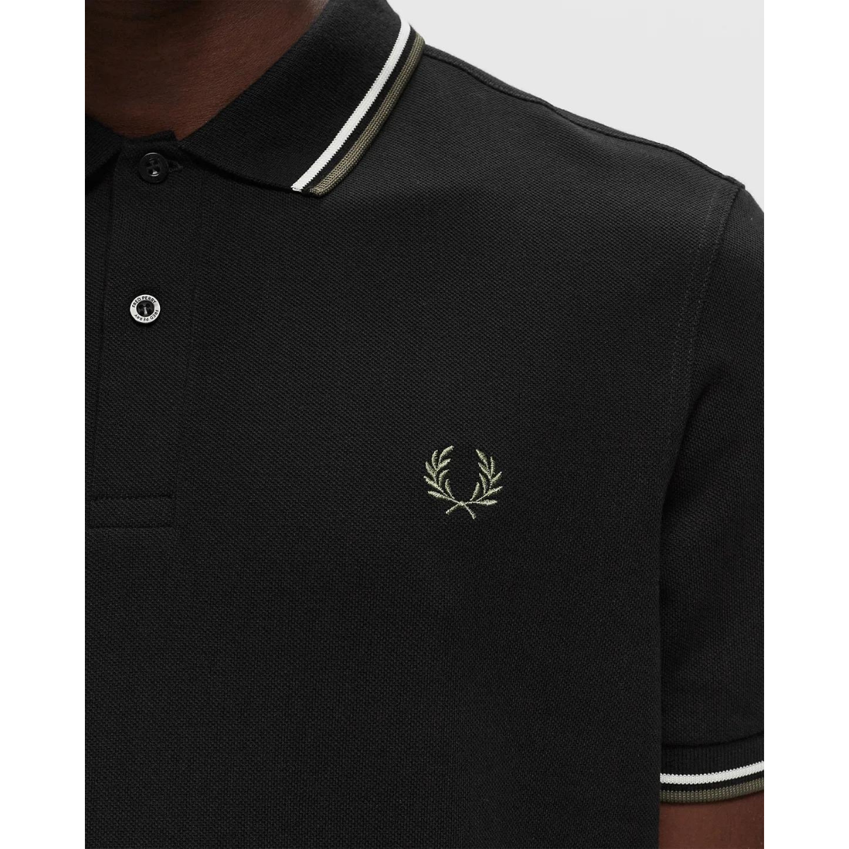 Fred Perry Twin Tipped Polo Shirt - Black/Ecru/Laurel Wreath Green - Public Mercantile