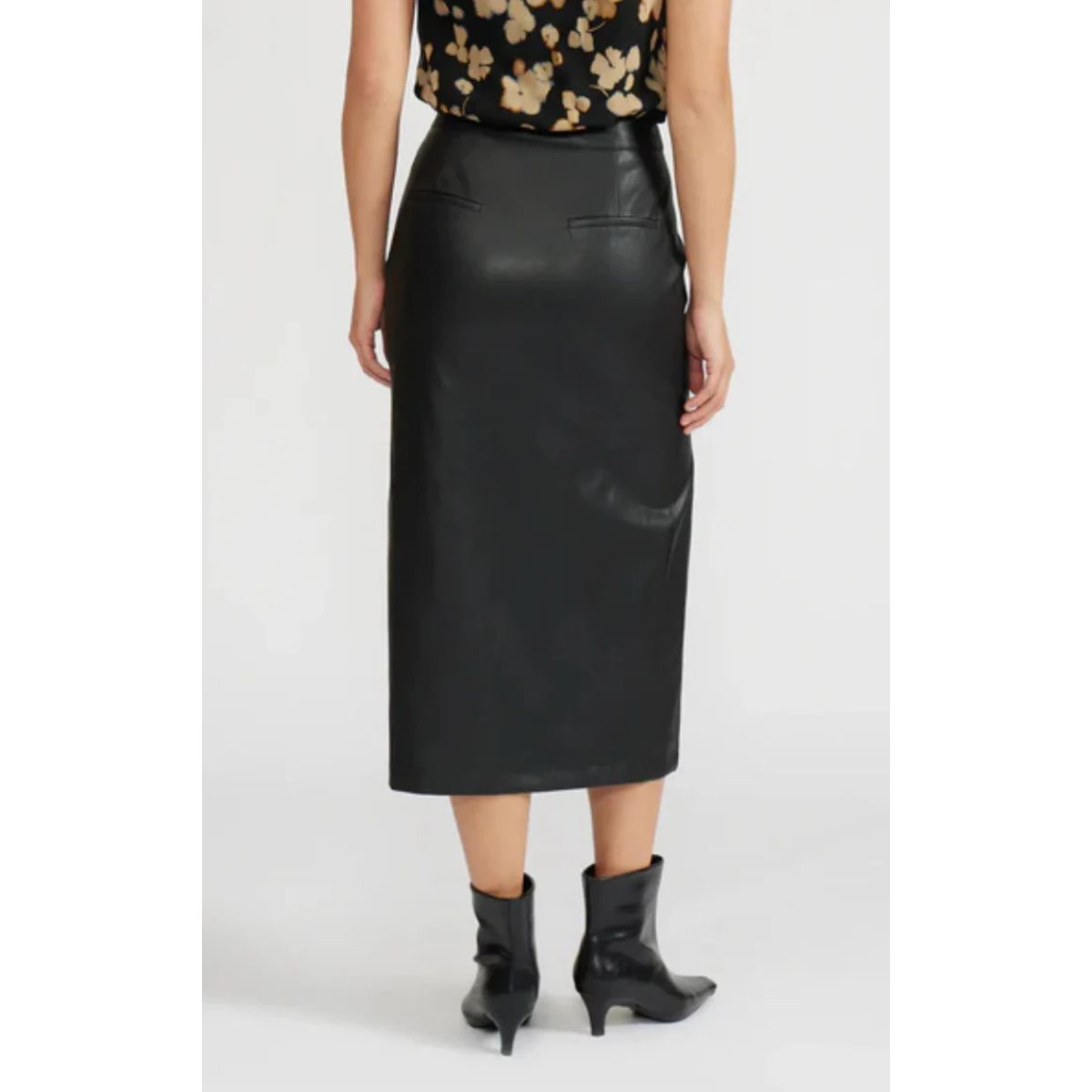Lucy Paris Cade Faux Leather Skirt — Black