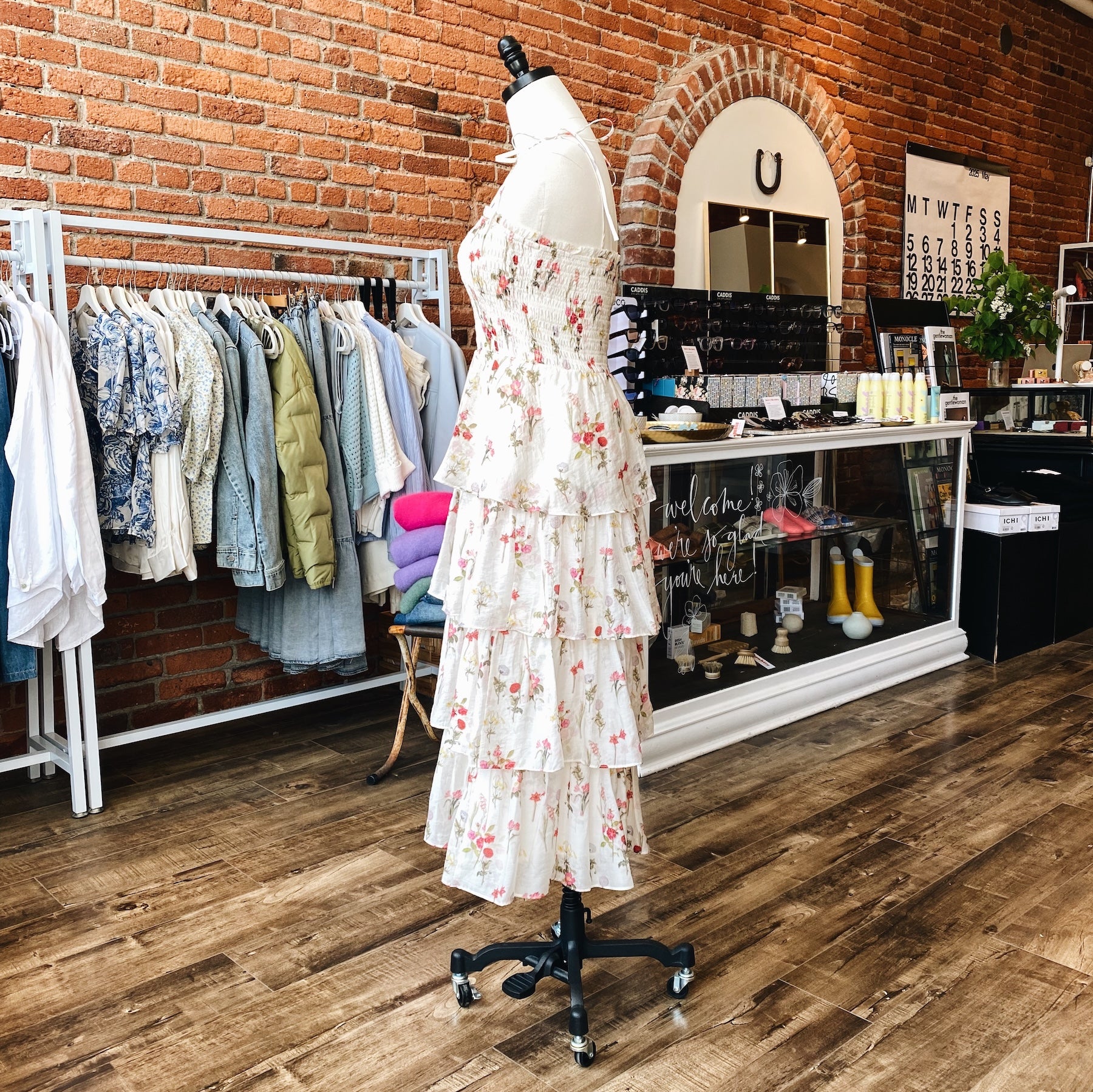 Lucy Paris Olive Tiered Dress — Ivory Floral
