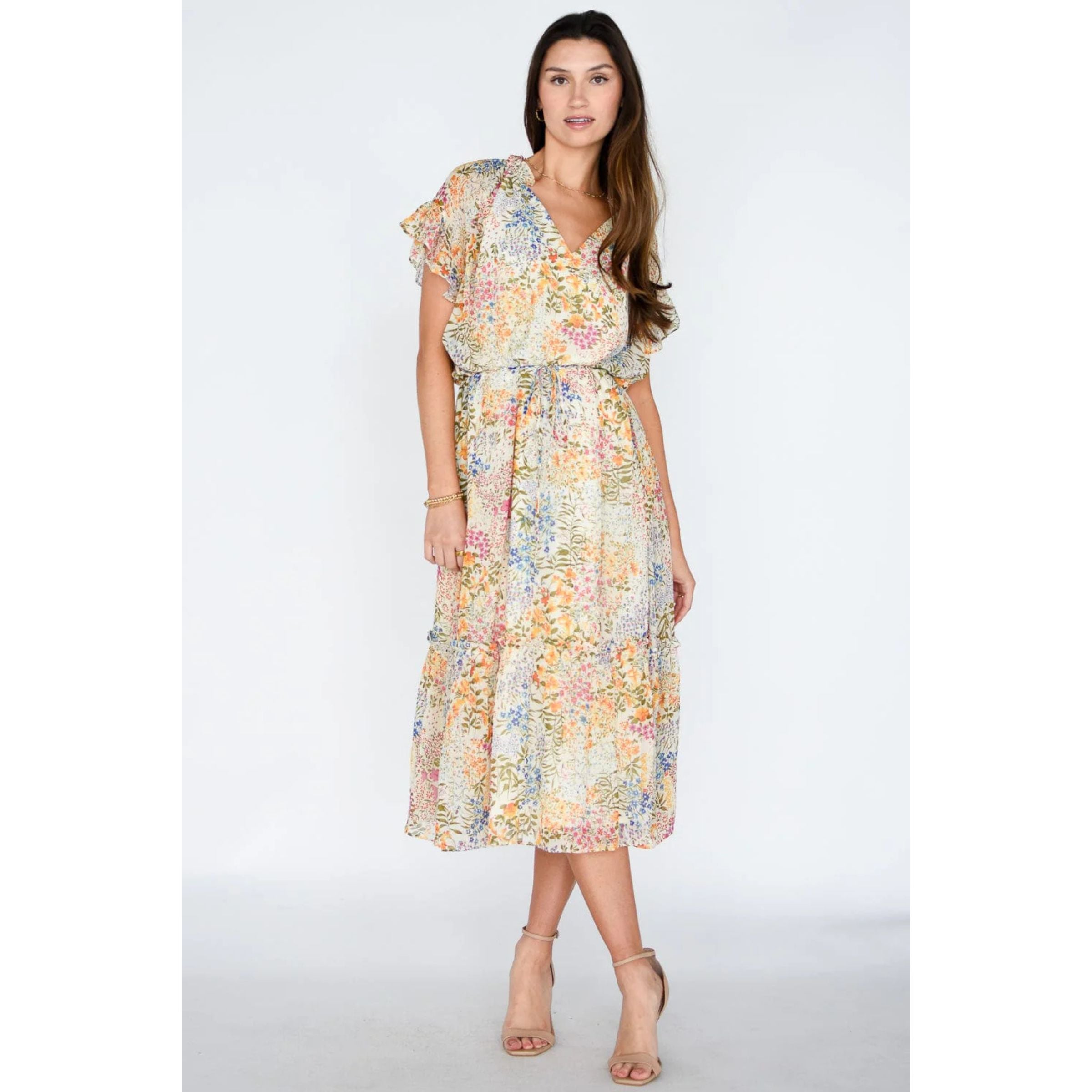 Lucy Paris Camillia Tiered Dress — Multi Floral