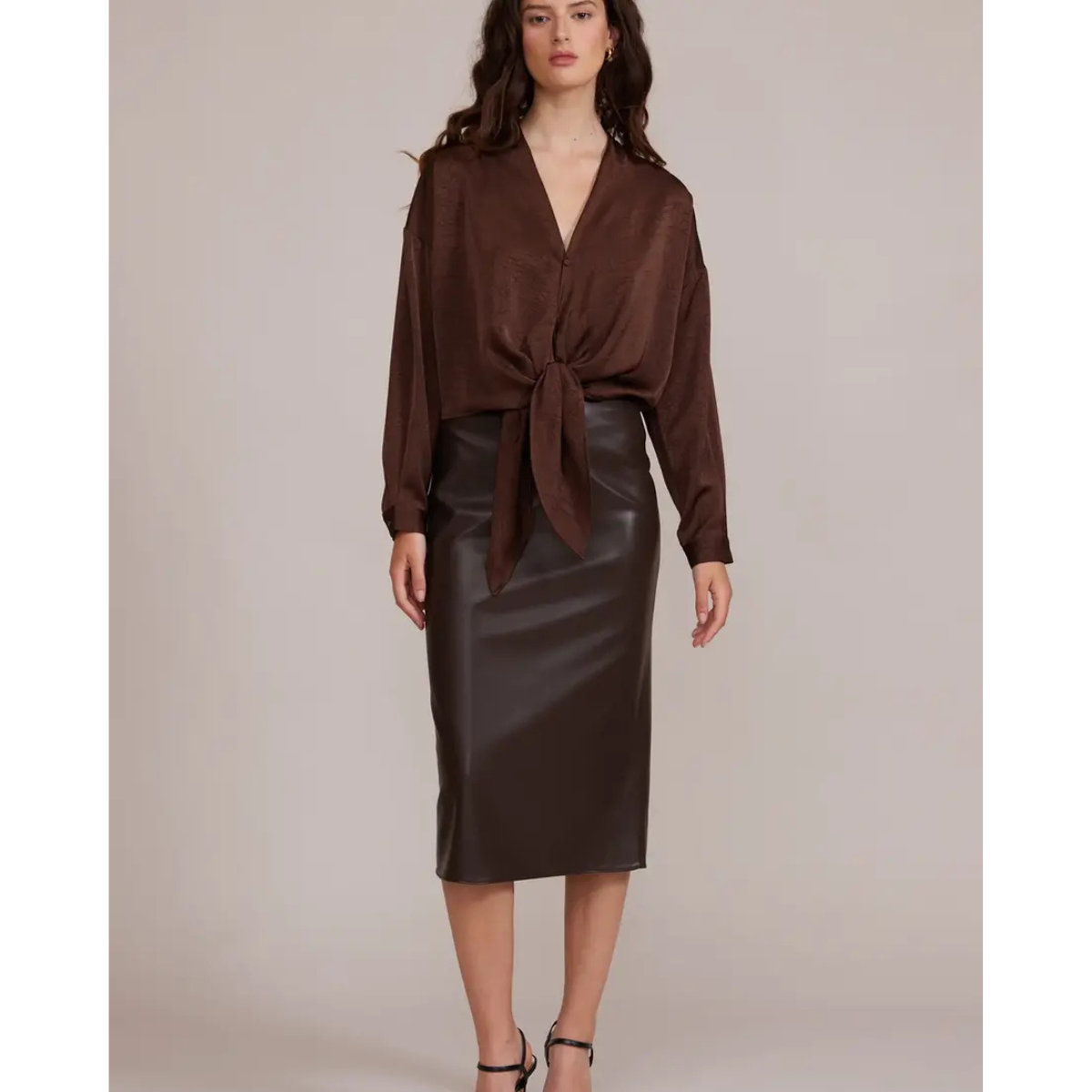 Lucy Paris Ello Faux Leather Skirt — Brown - Public Mercantile
