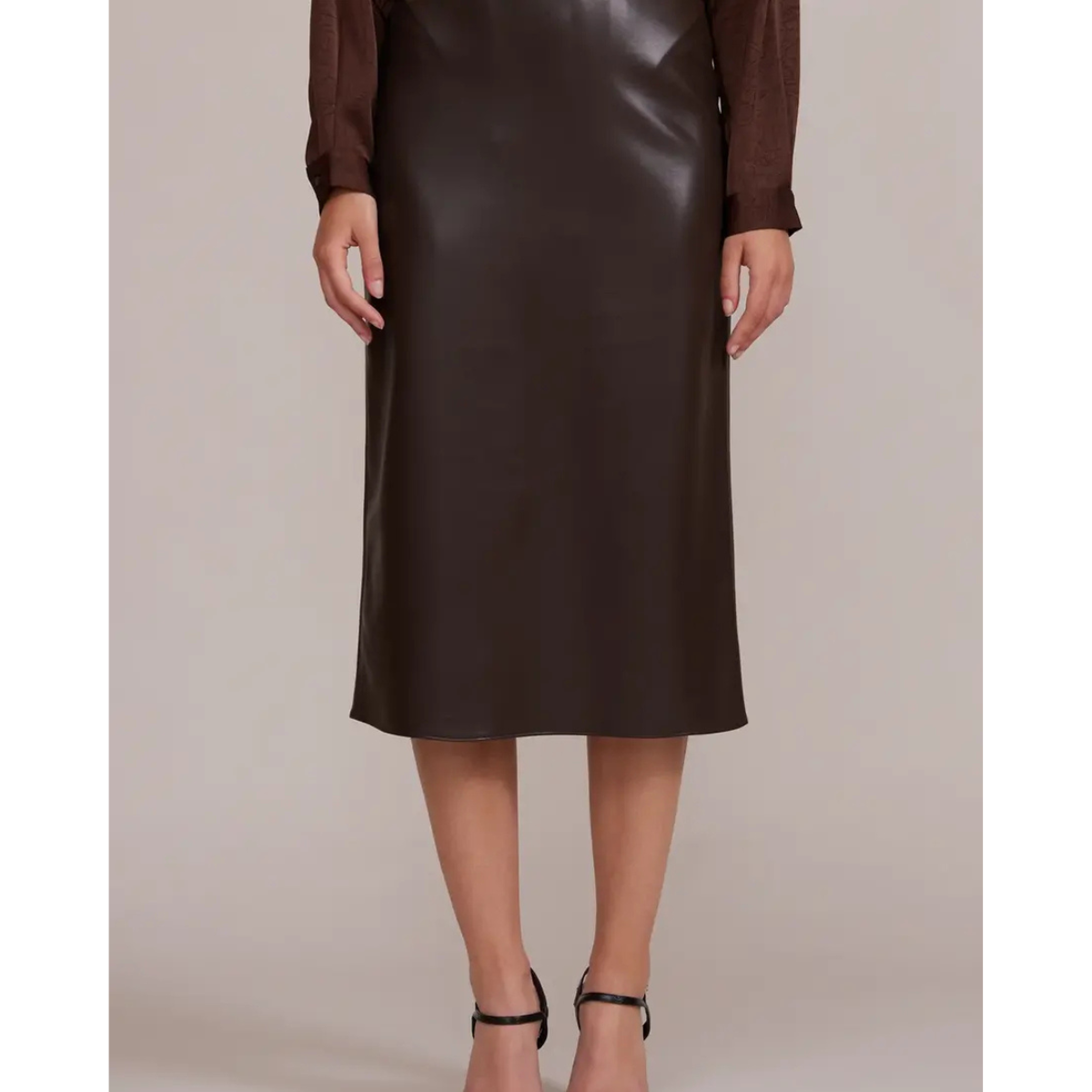 Lucy Paris Ello Faux Leather Skirt — Brown - Public Mercantile