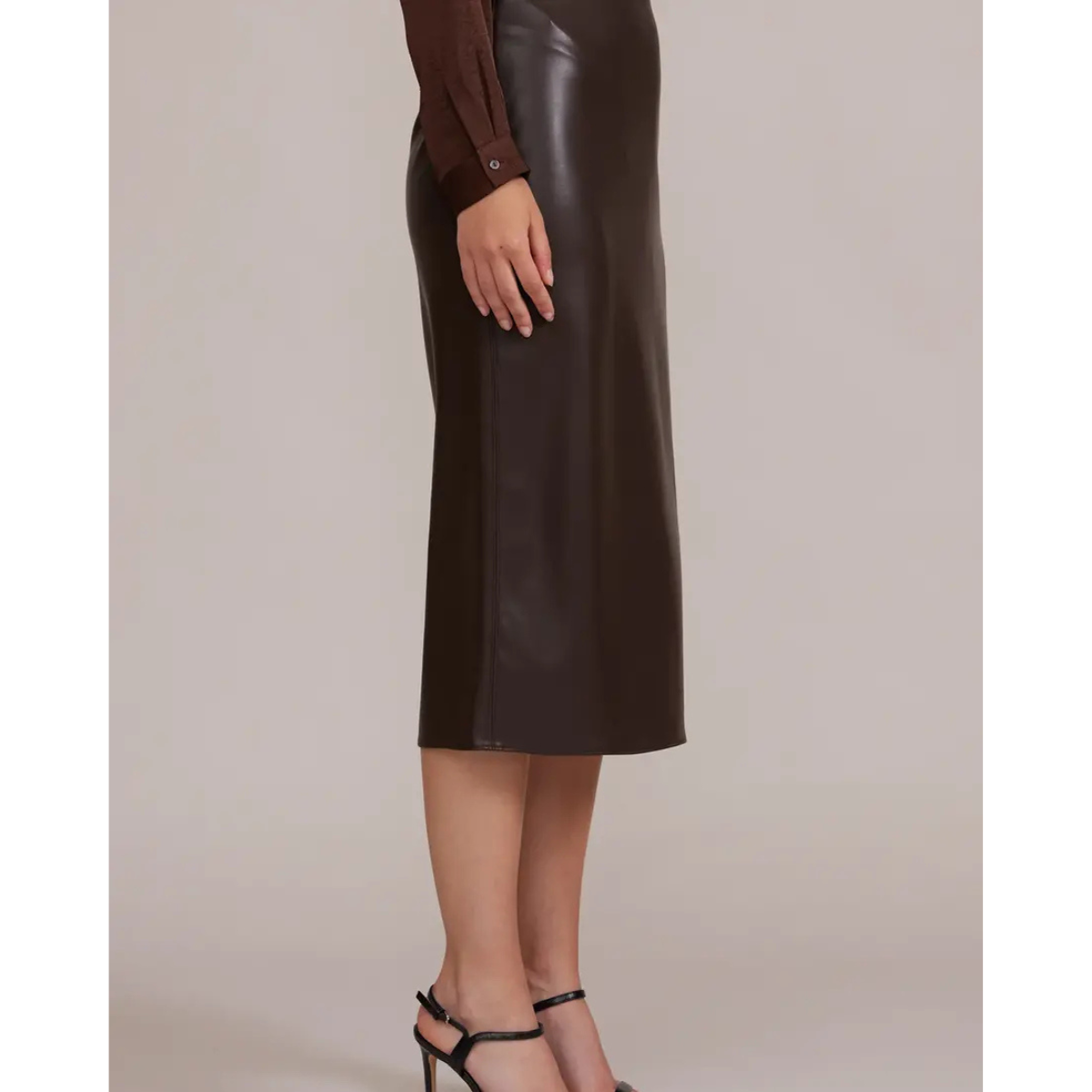 Lucy Paris Ello Faux Leather Skirt — Brown - Public Mercantile