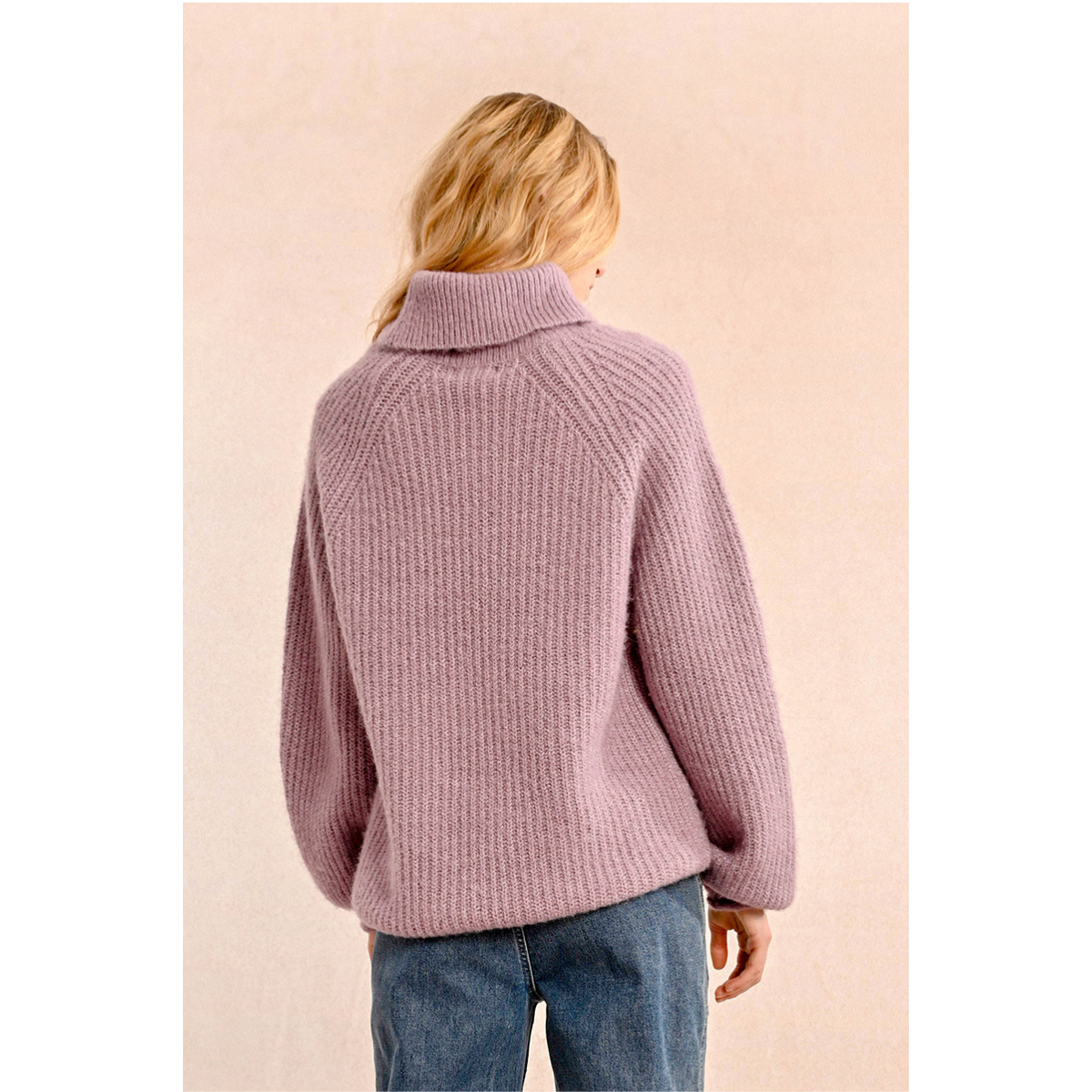 Chunky Knit Turtleneck Sweater — Mauve