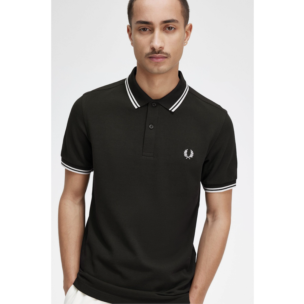 Fred Perry Twin-Tipped Shirt — Night Green / White