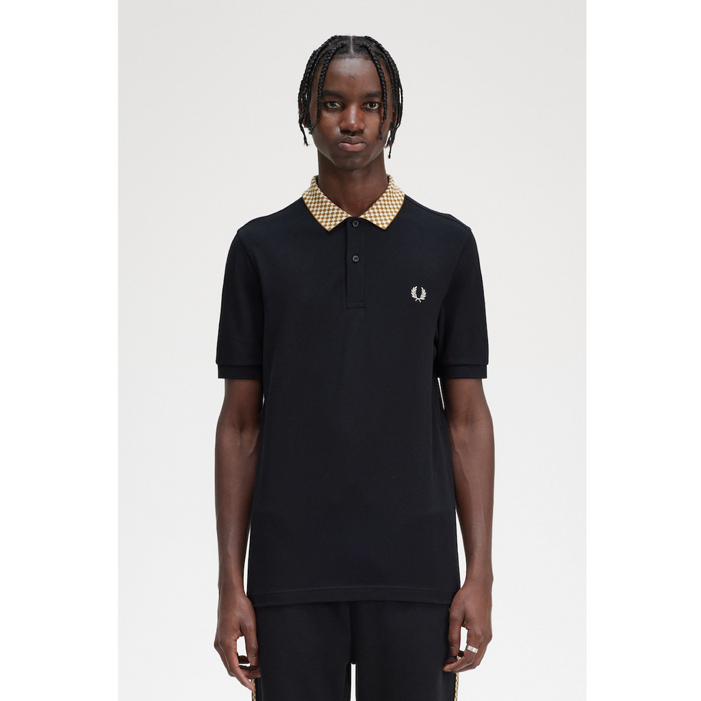 Fred Perry Chequerboard Collar Polo Shirt — Black