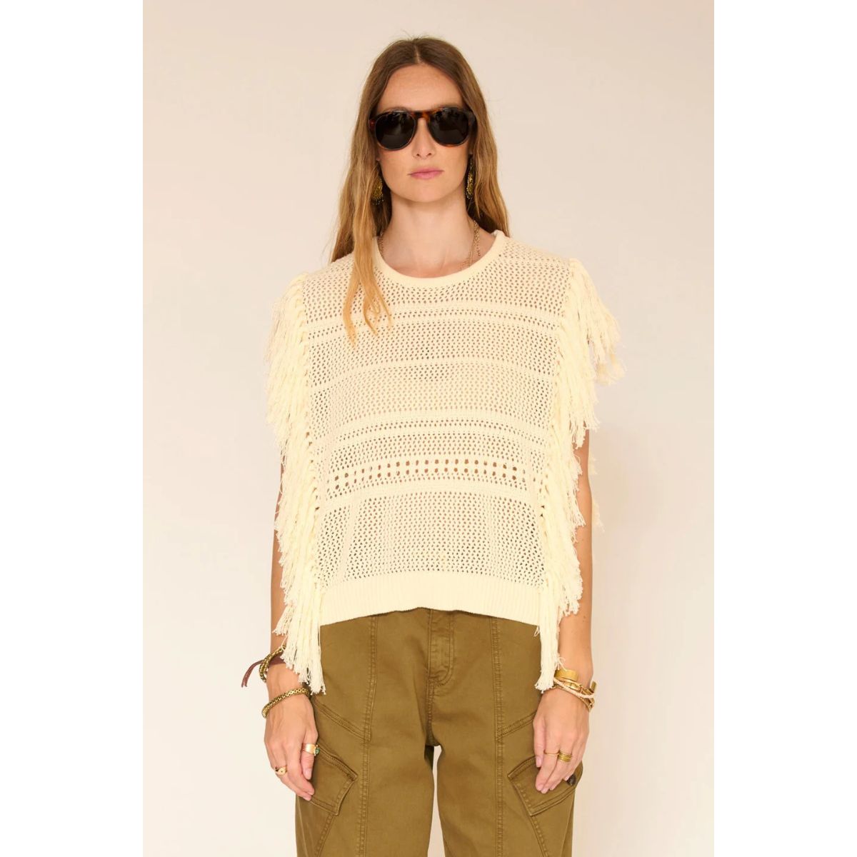 Keline Knit Fringe Vest — Natural - Public Mercantile