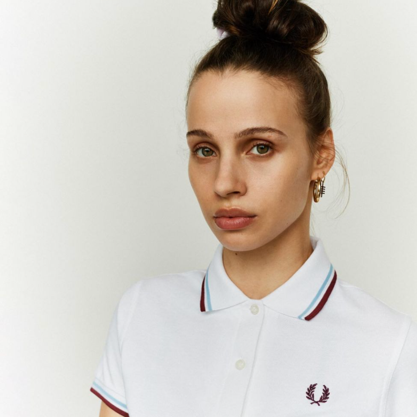 Fred Perry Twin-Tipped Shirt - White/Maroon - Public Mercantile