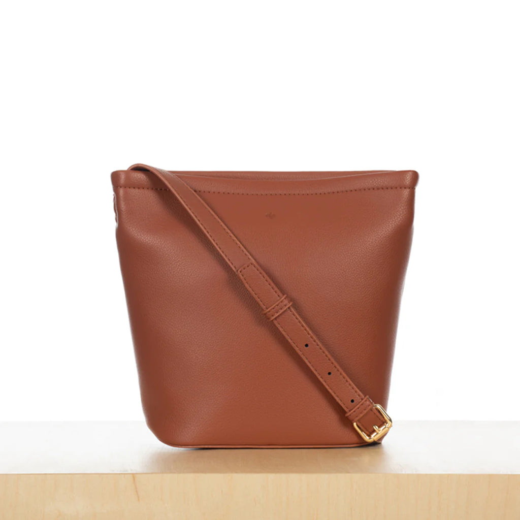 Mini Mia Bucket Bag — Walnut Pebble