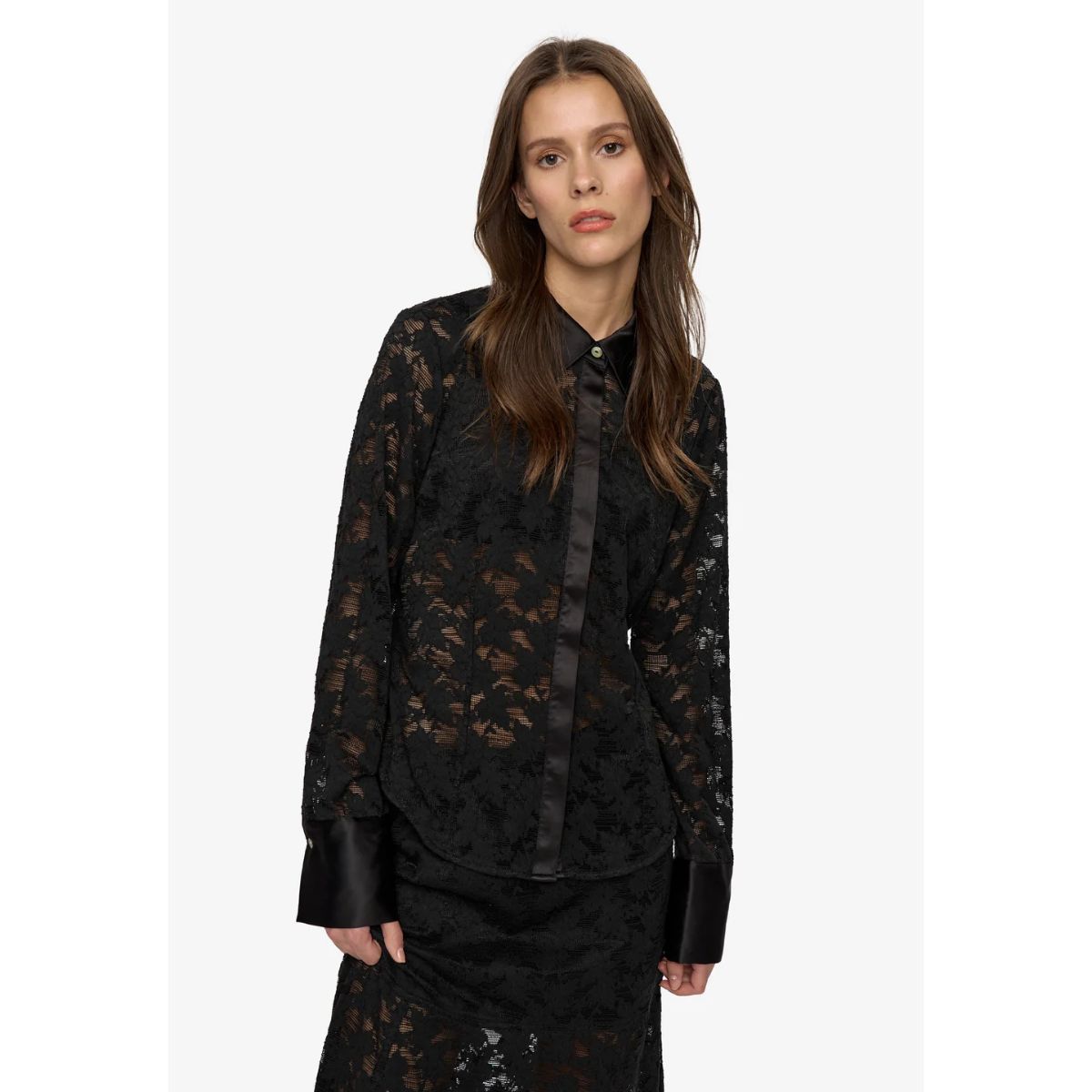 Minimum Griy Lace Shirt — Black - Public Mercantile
