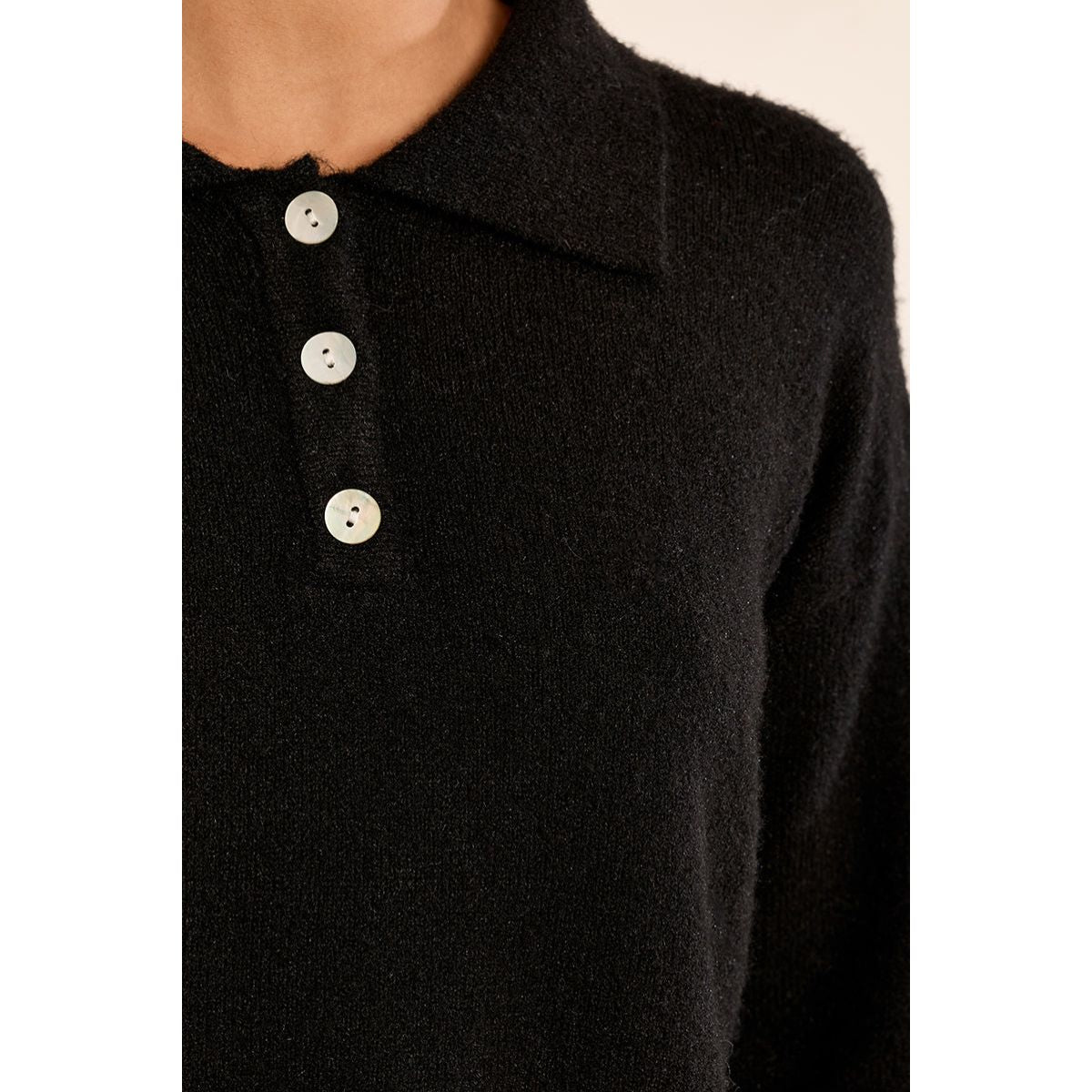 Collared Button Sweater — Black - Public Mercantile