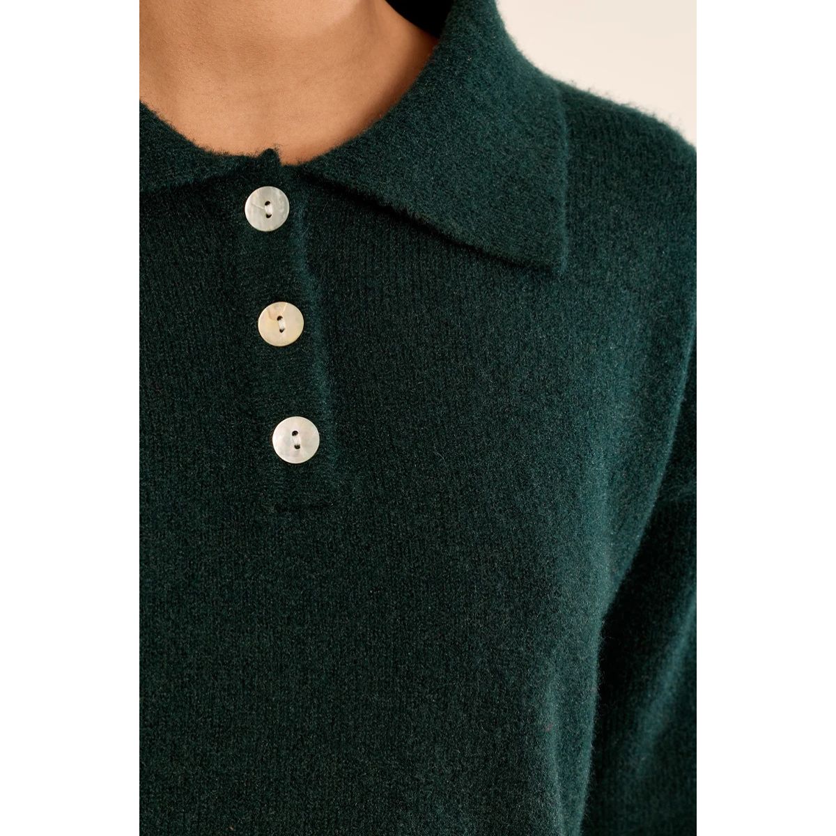 Collared Button Sweater — Forest Green - Public Mercantile