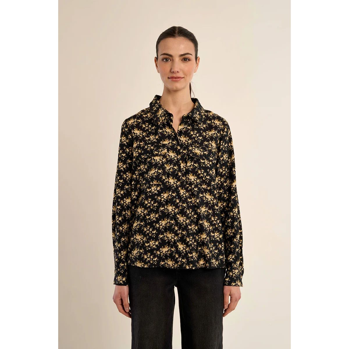 Floral Button-Up Shirt — Black - Public Mercantile