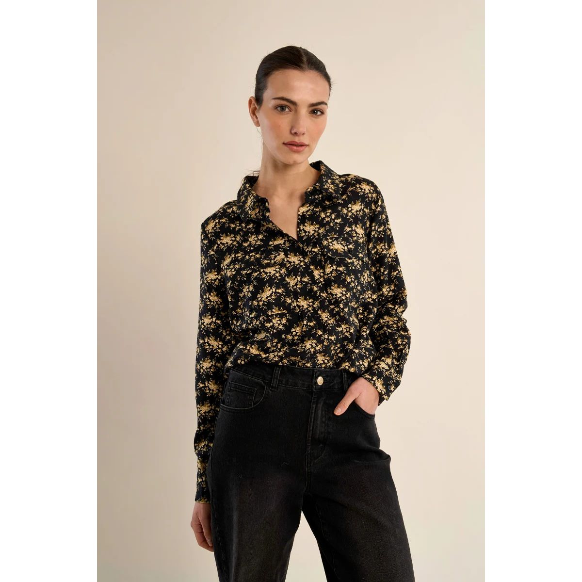 Floral Button-Up Shirt — Black - Public Mercantile