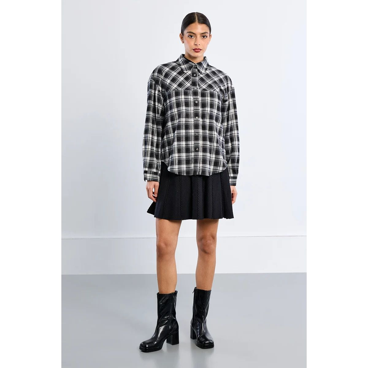 Oversized Plaid Shirt — Black - Public Mercantile