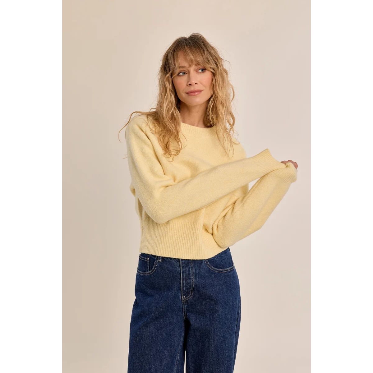 Ribbed Crop Sweater — Yellow - Public Mercantile