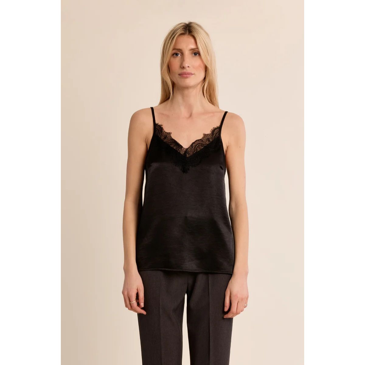 Satin Lace Camisole — Black - Public Mercantile