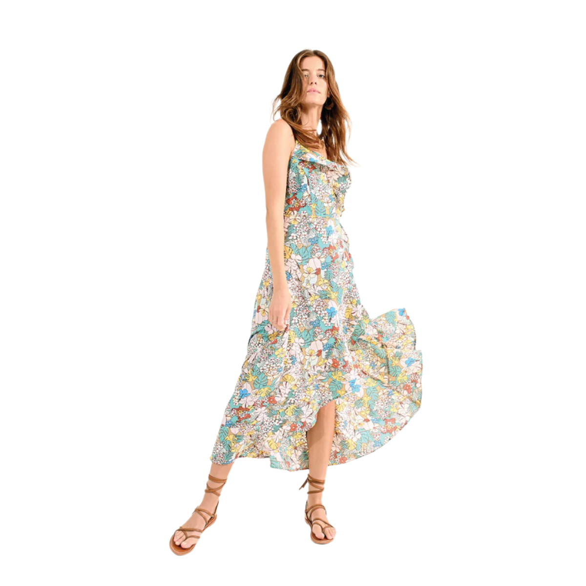Molly Bracken Backless Floral Dress — Turquoise Mix - Public Mercantile
