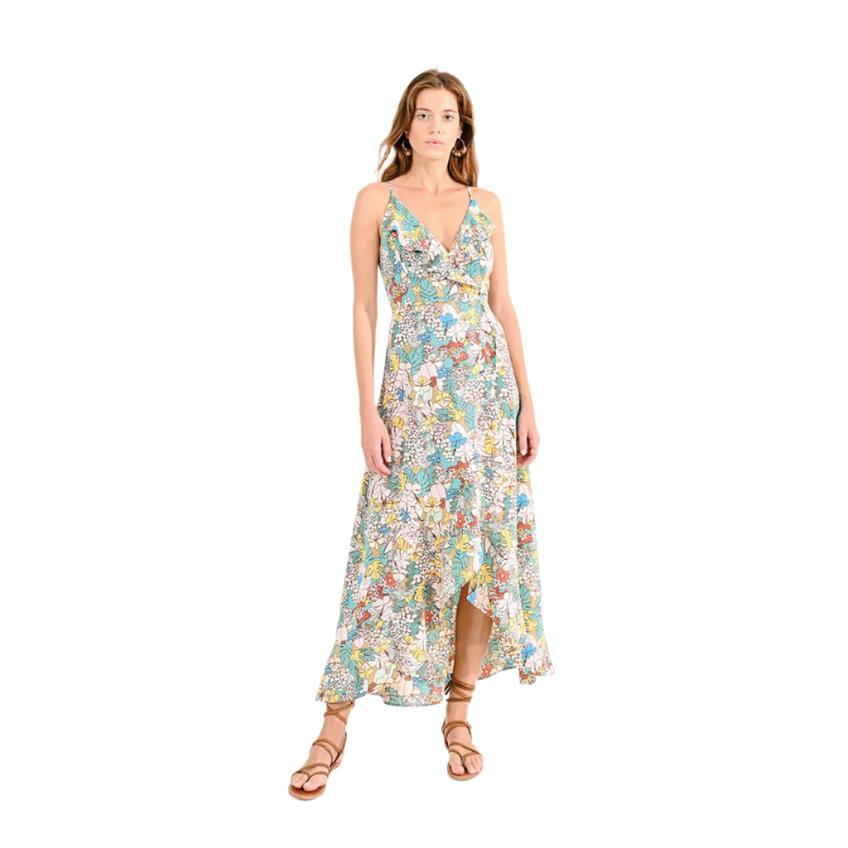 Molly Bracken Backless Floral Dress — Turquoise Mix - Public Mercantile