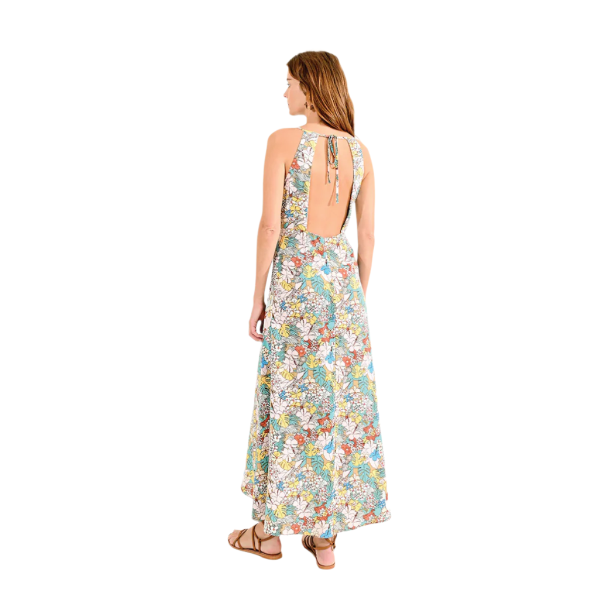 Molly Bracken Backless Floral Dress — Turquoise Mix - Public Mercantile
