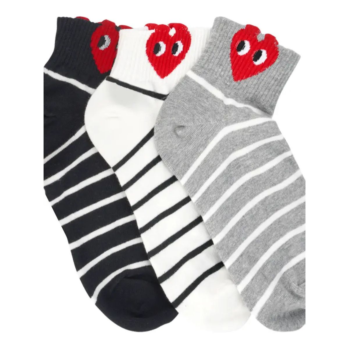 Nautical Stripe Heart Eyes Ankle Socks - Public Mercantile