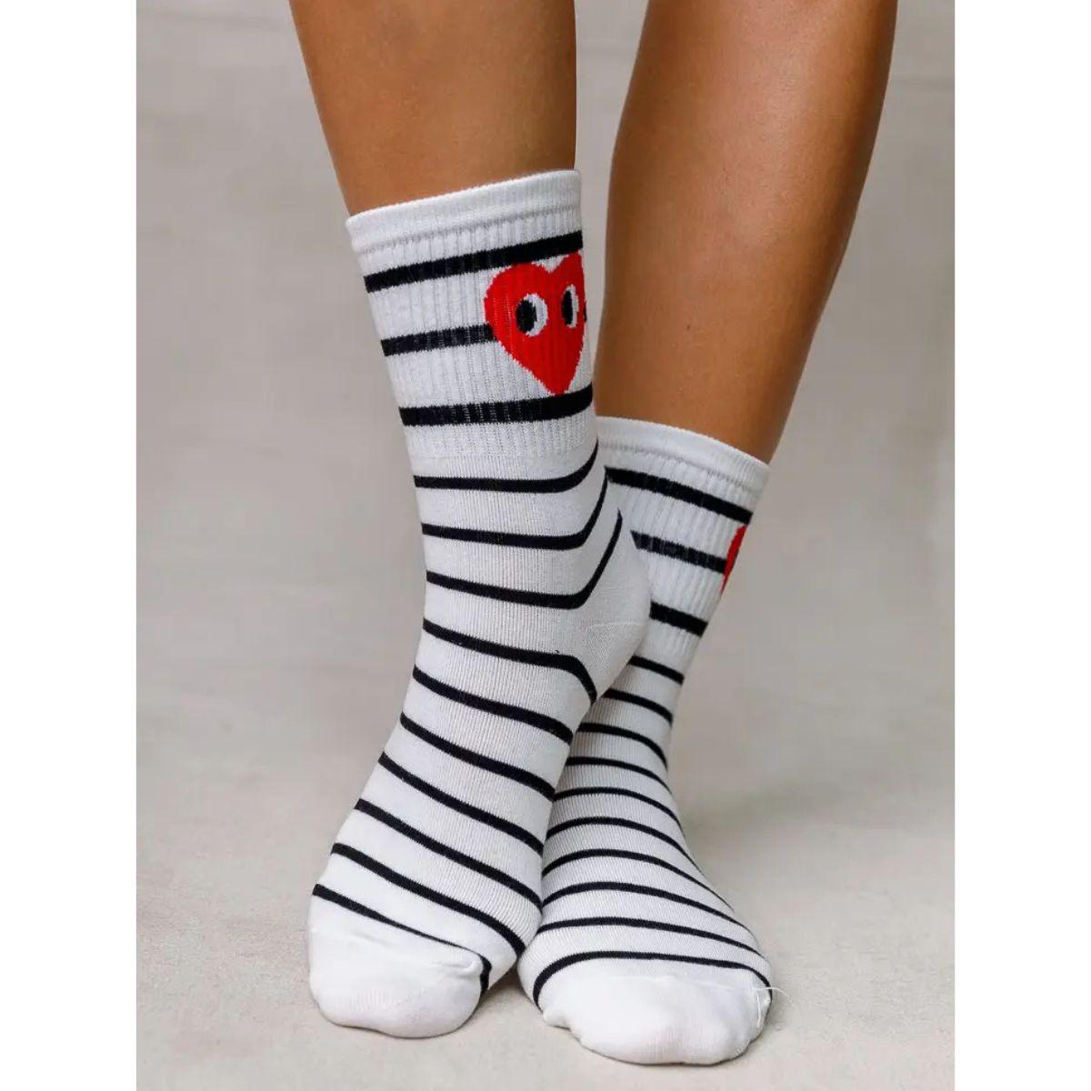 Nautical Stripe Heart Eyes Socks - Public Mercantile