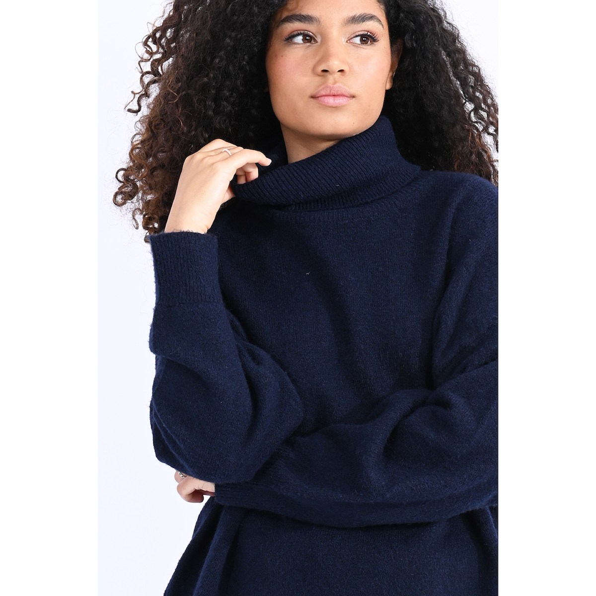 Oversize Turtleneck Sweater — Navy - Public Mercantile