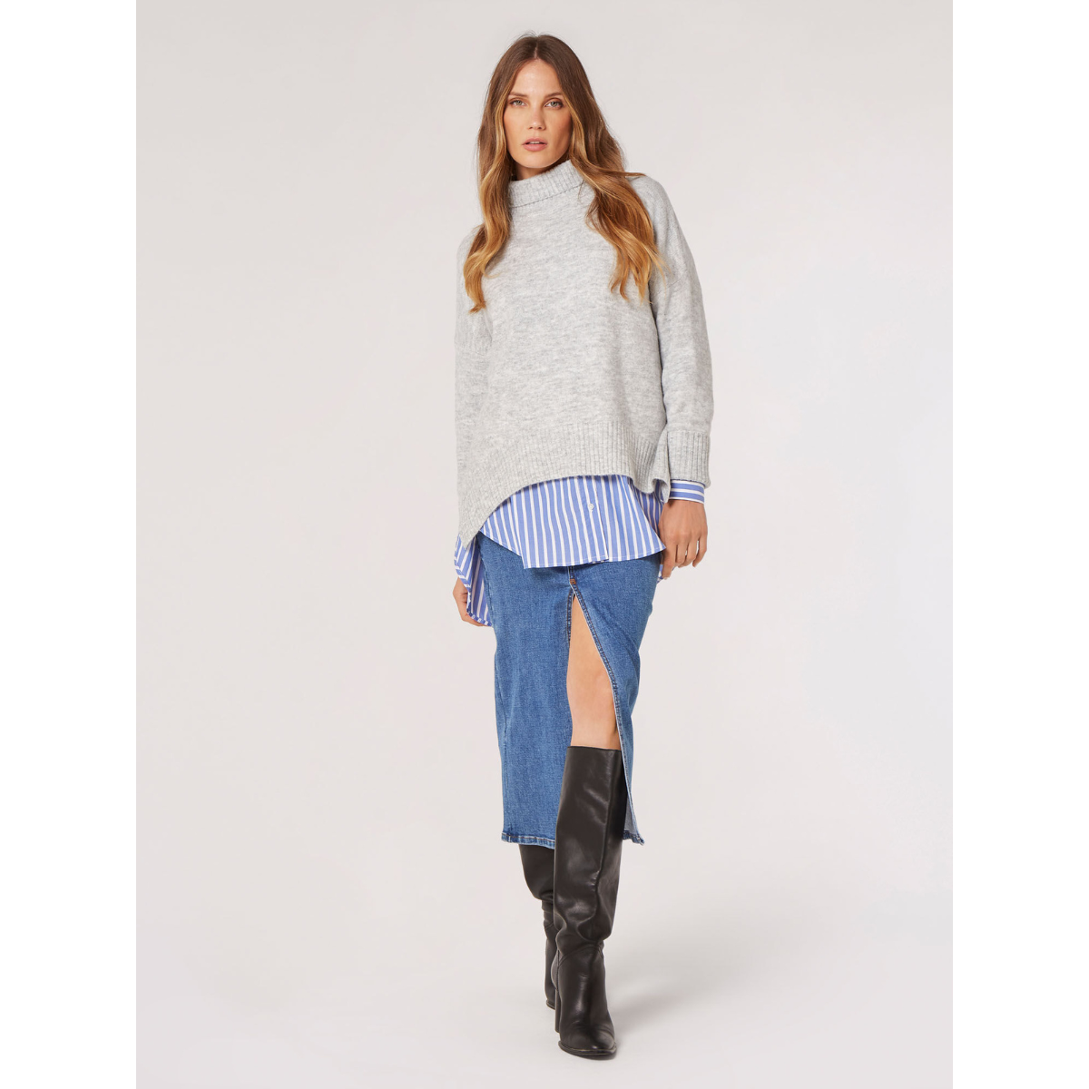 Oversized Bouclé Sweater — Grey - Public Mercantile