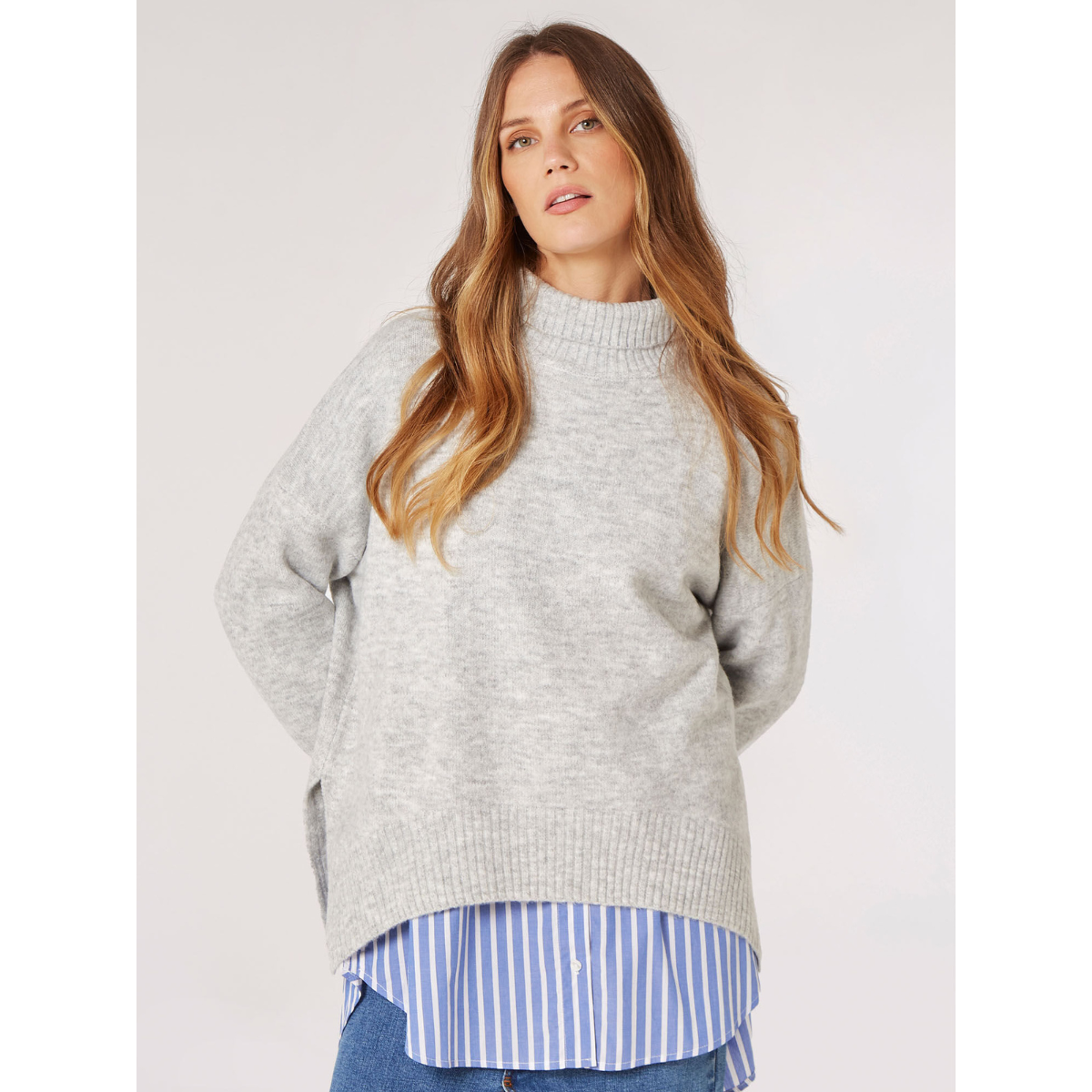 Oversized Bouclé Sweater — Grey - Public Mercantile