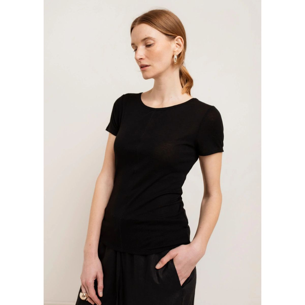 Paper Label Echo Sheer T-Shirt — Black - Public Mercantile