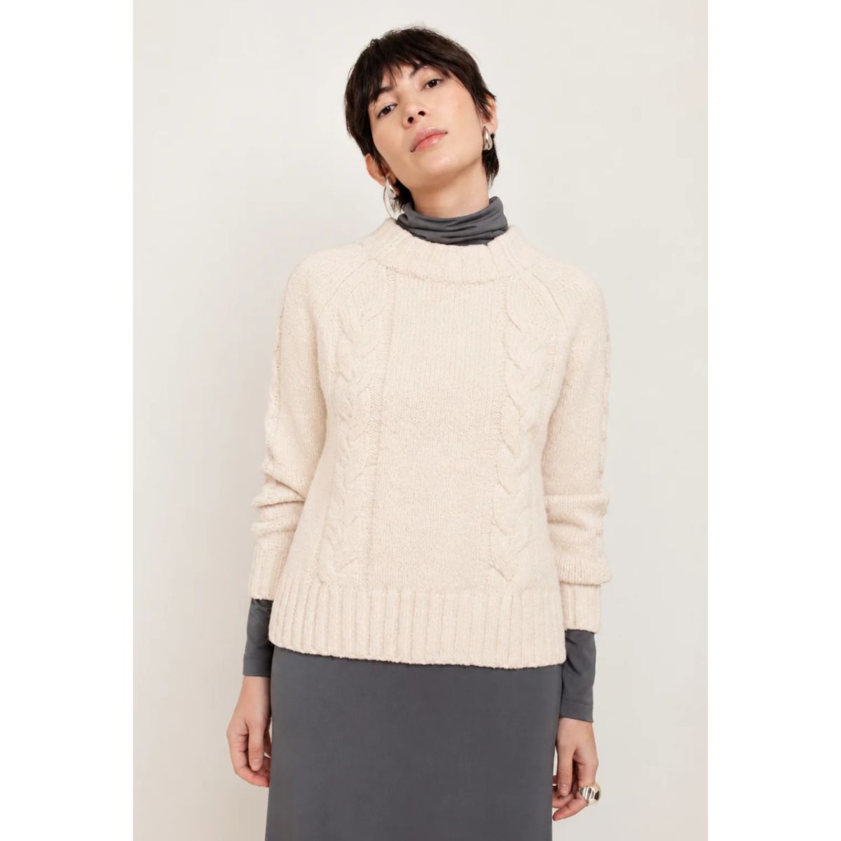 Paper Label Hana Cable Sweater — Cream - Public Mercantile
