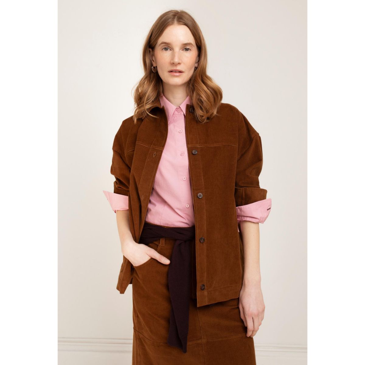 Paper Label Jill Shirt Jacket — Tobacco