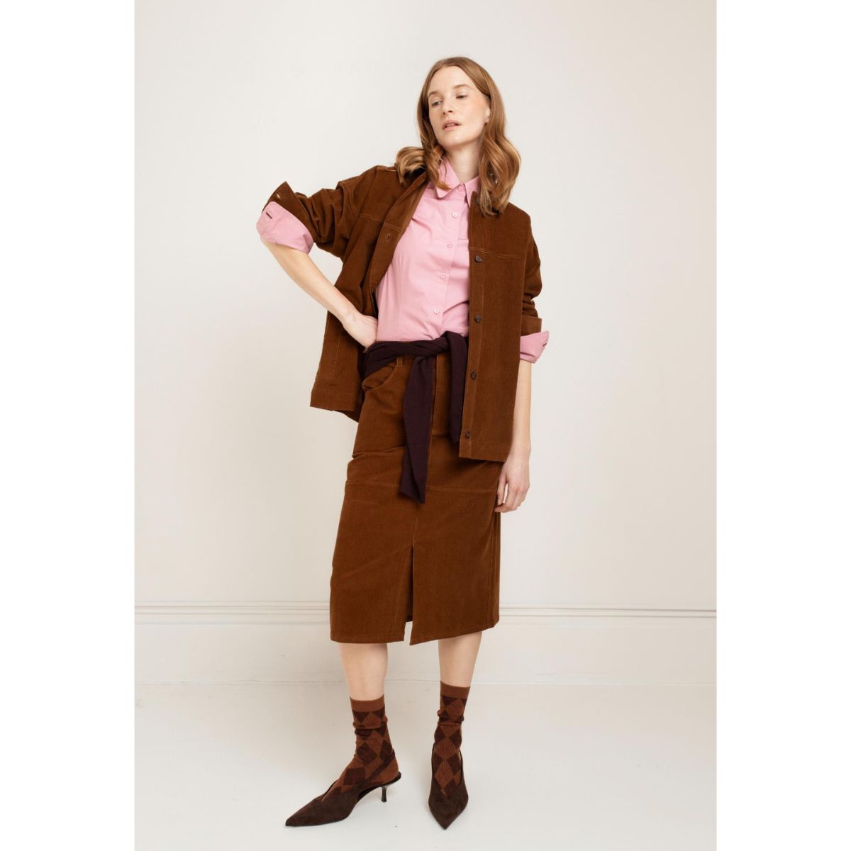 Paper Label Jill Shirt Jacket — Tobacco