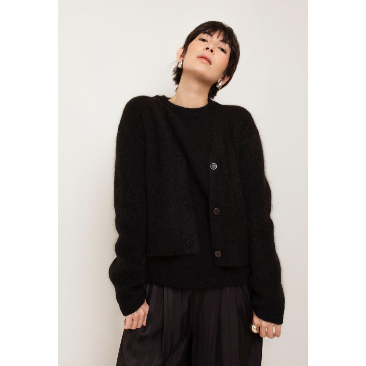 Paper Label Serena Mohair Cardigan — Black