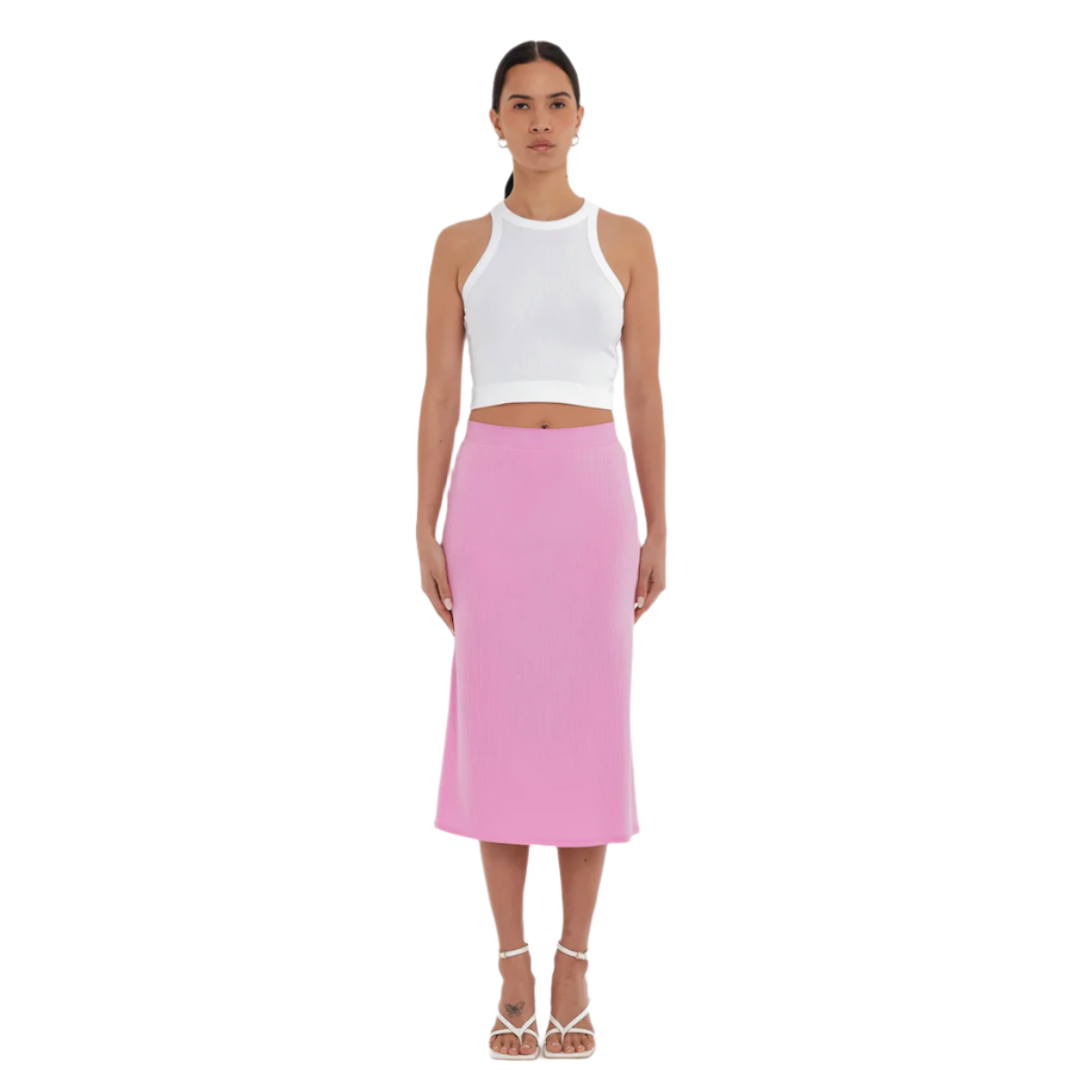 Paper Label Fleur Rib Skirt — Fondant Pink - Public Mercantile